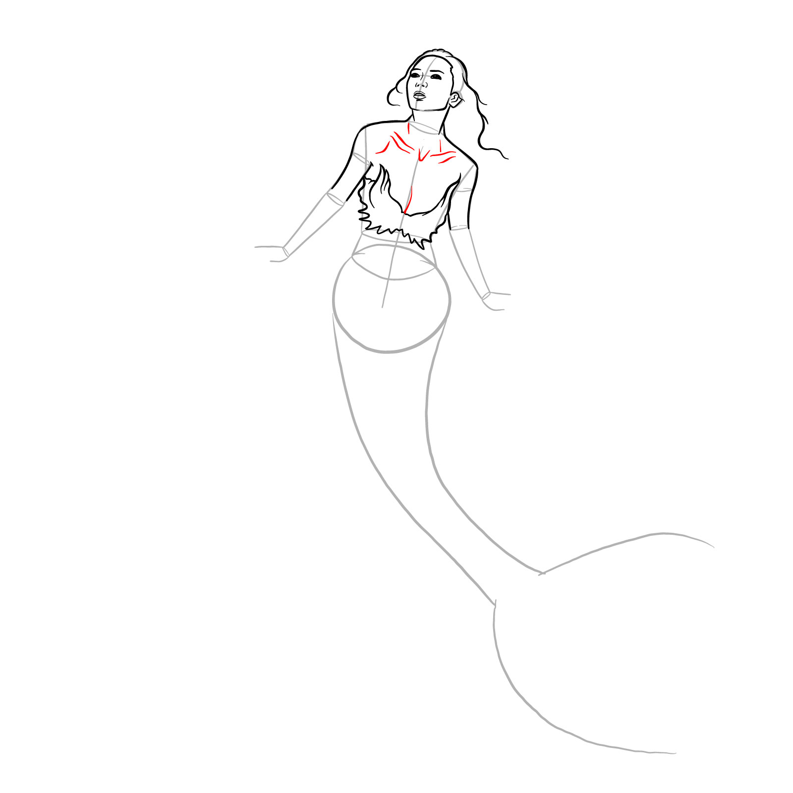 How to draw a Mermaid - step 13