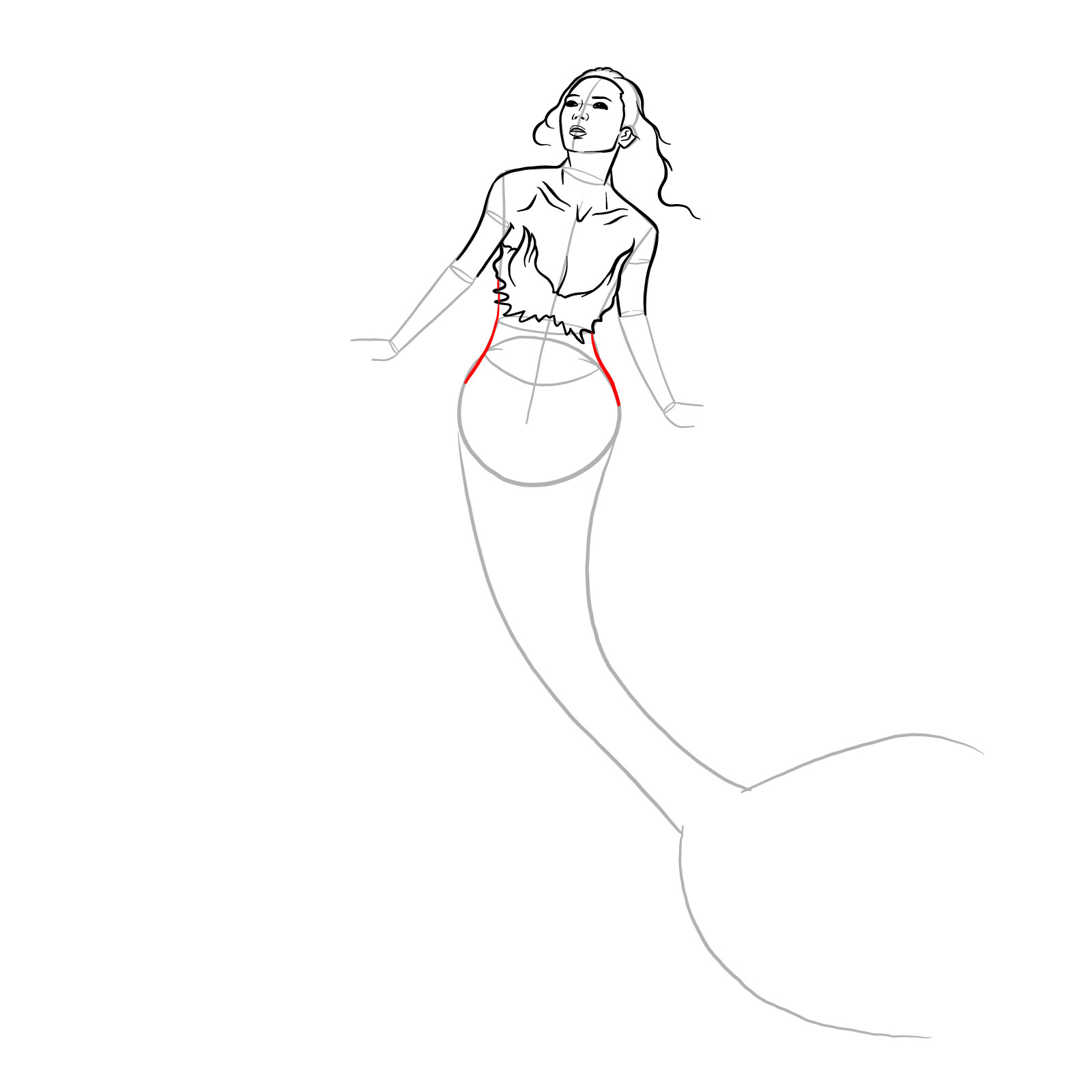 How to draw a Mermaid - step 14