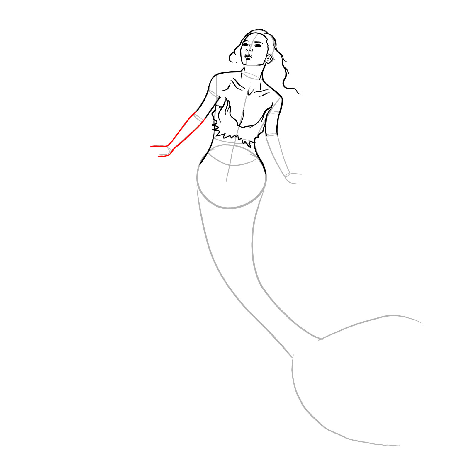 How to draw a Mermaid - step 15