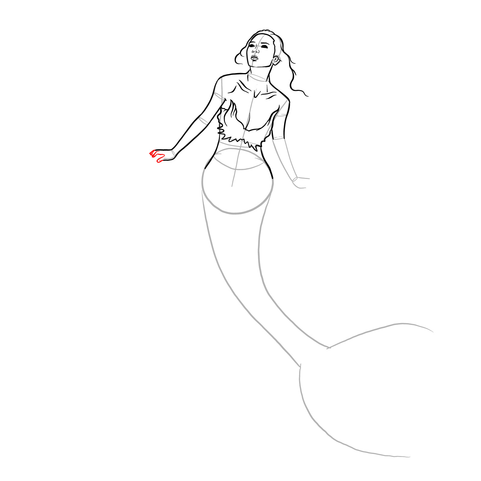 How to draw a Mermaid - step 16