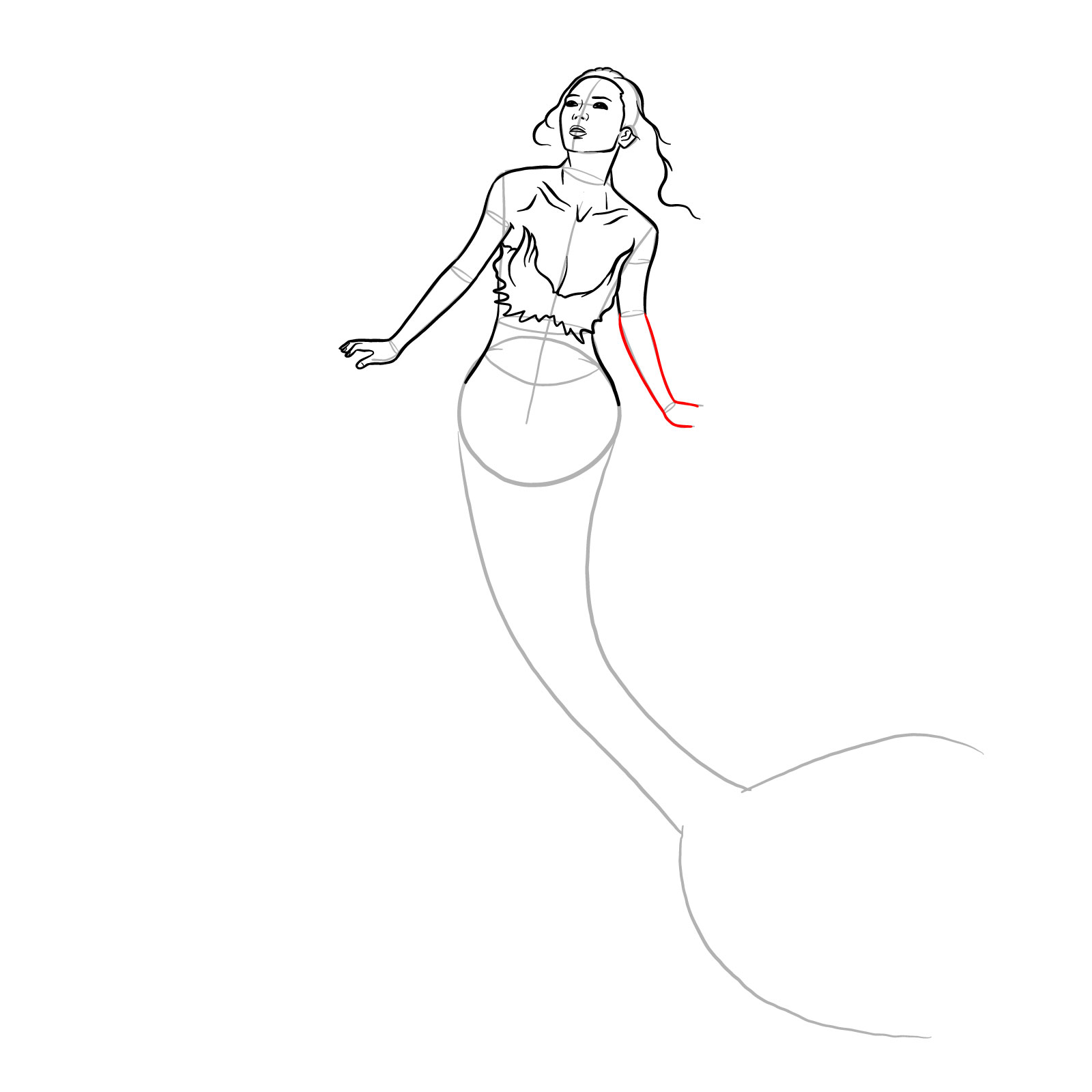 How to draw a Mermaid - step 17