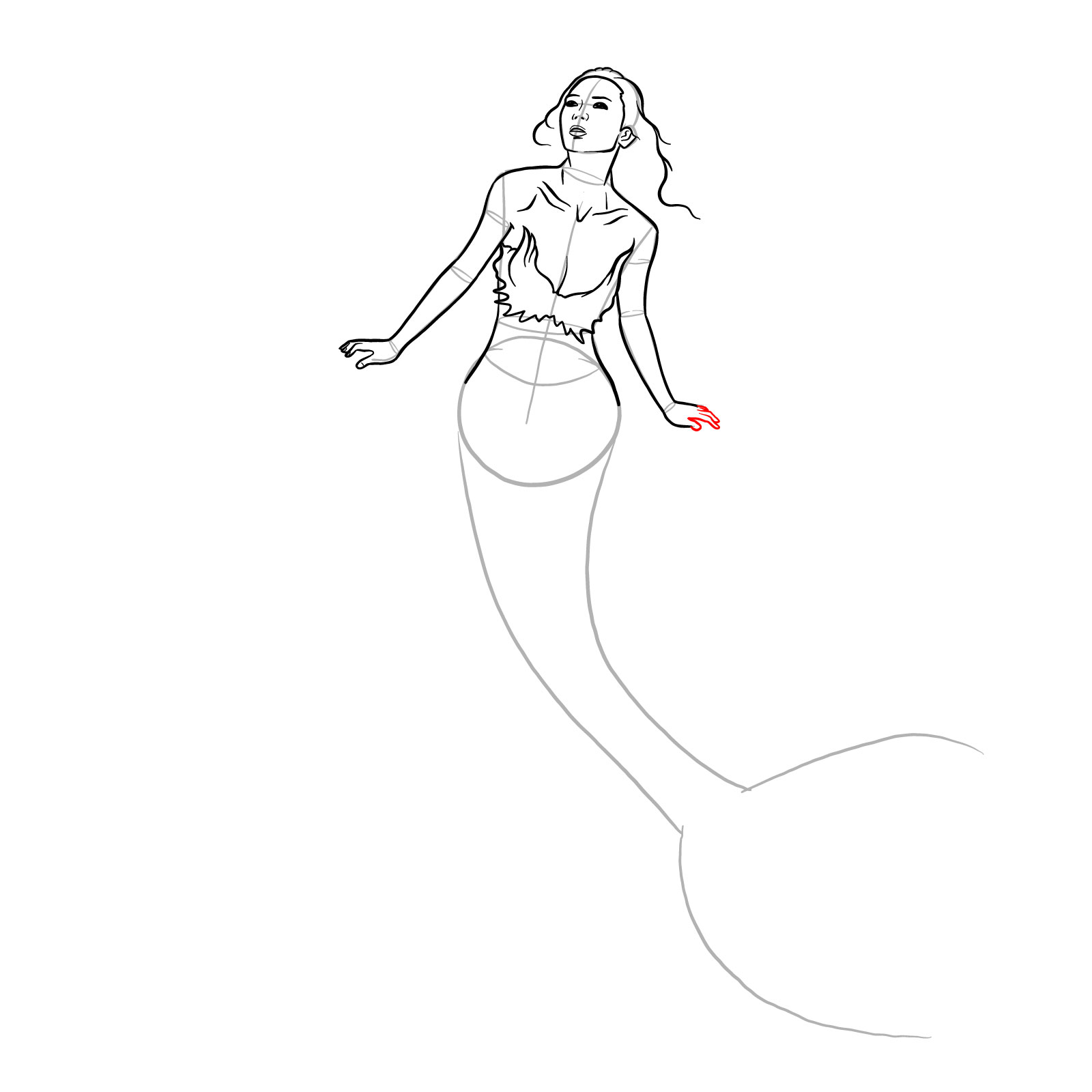 How to draw a Mermaid - step 18