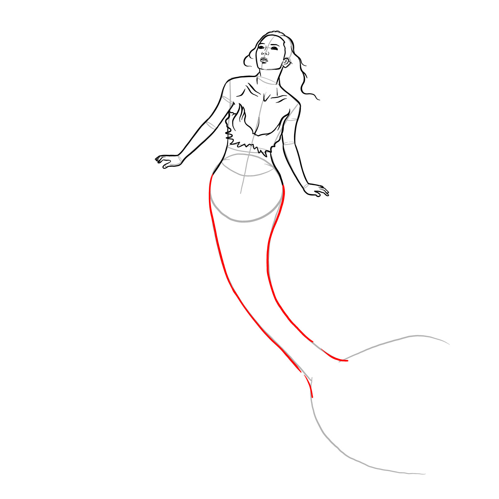 How to draw a Mermaid - step 19