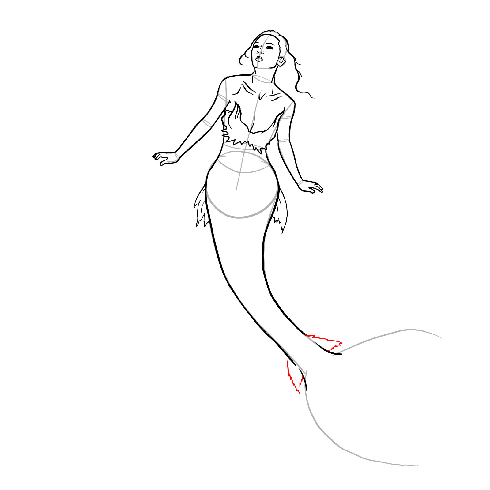 How to draw a Mermaid - step 21
