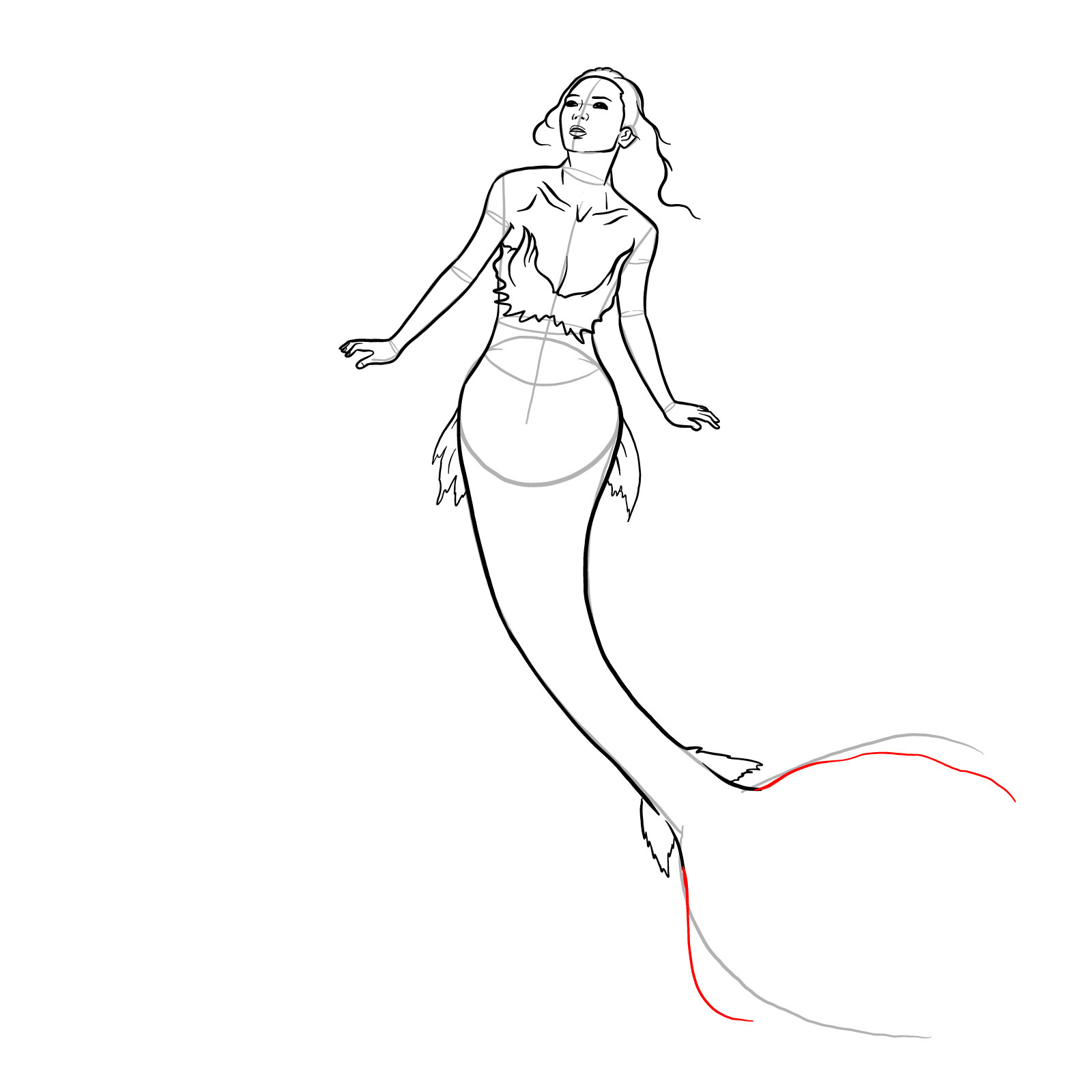 How to draw a Mermaid - step 22