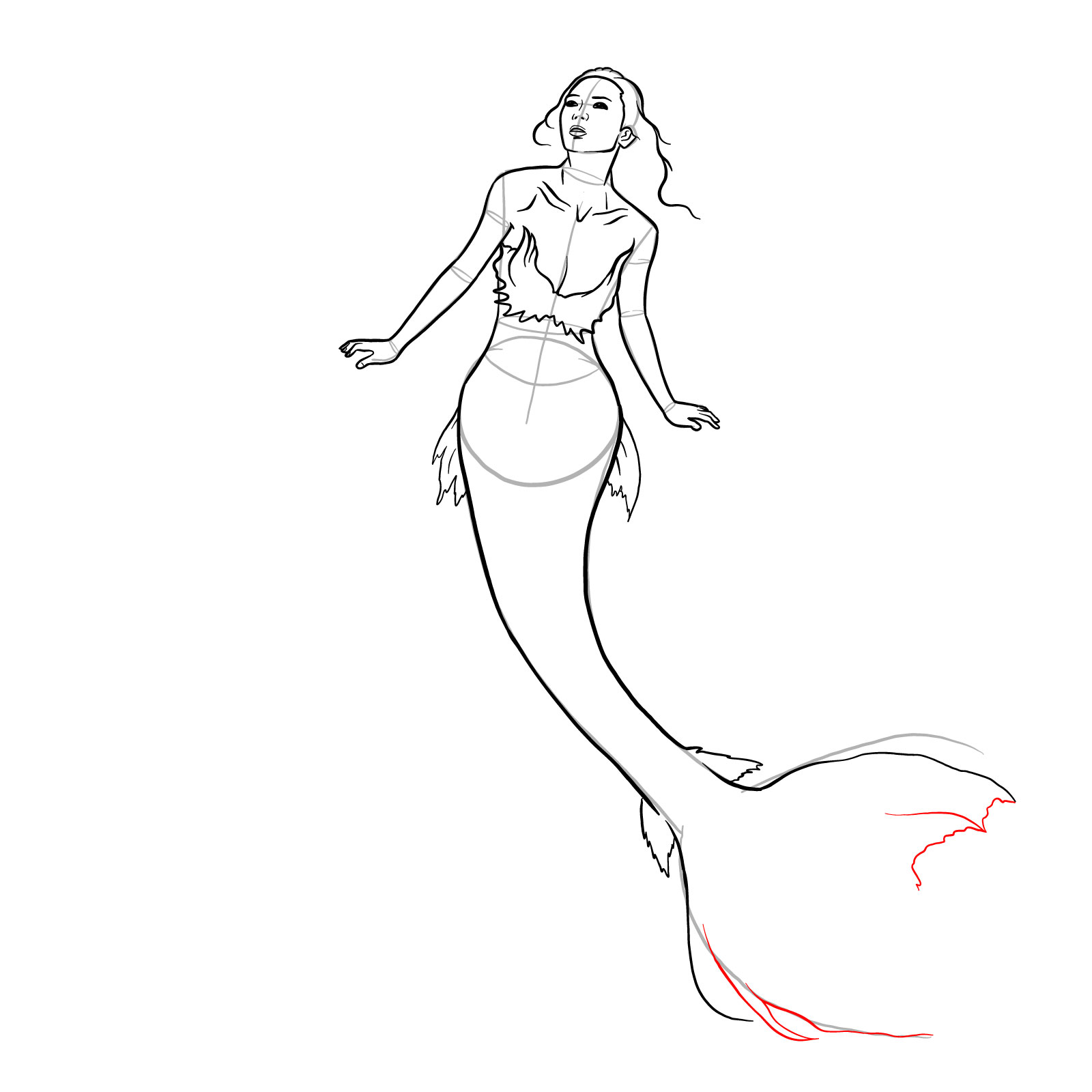 How to draw a Mermaid - step 23