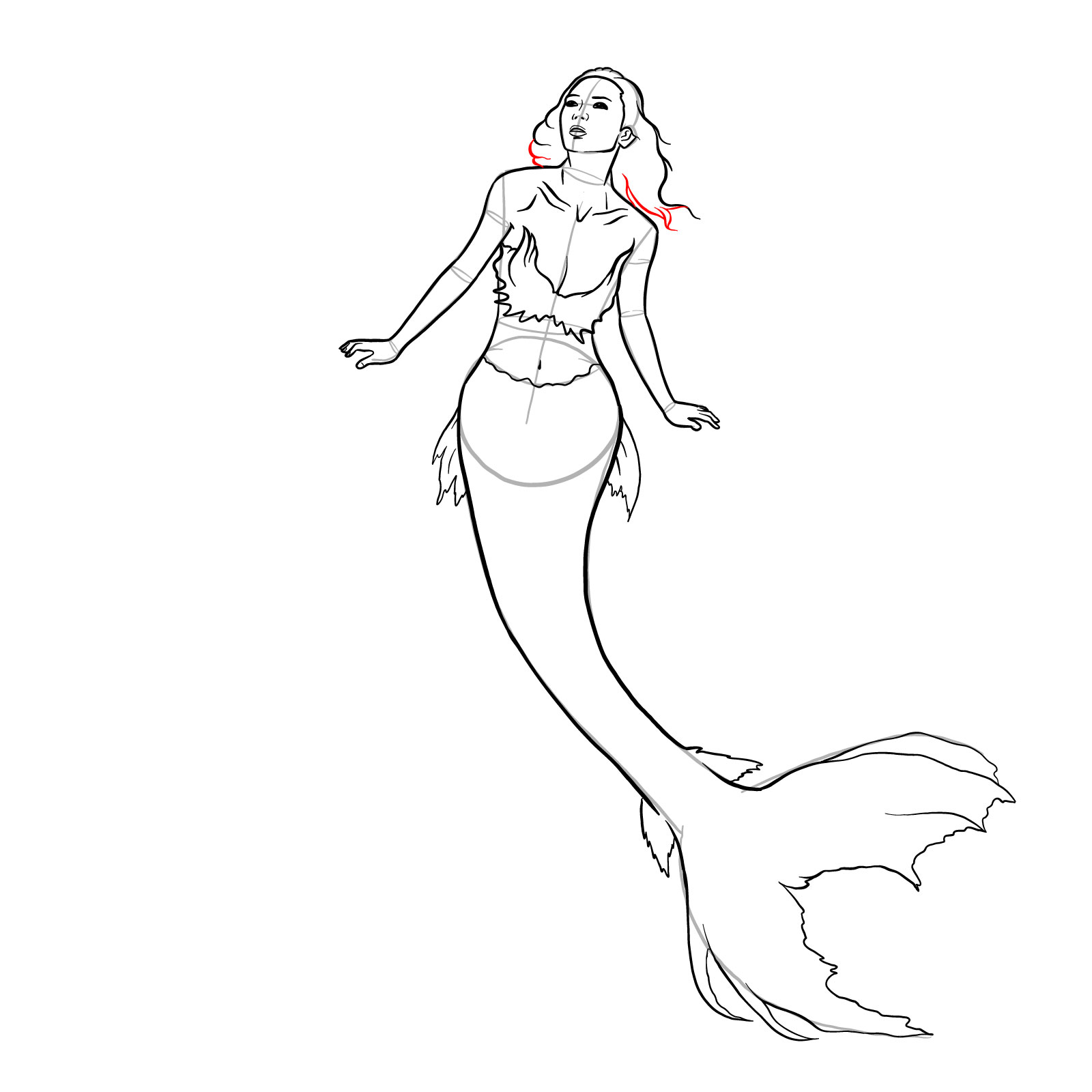 How to draw a Mermaid - step 27