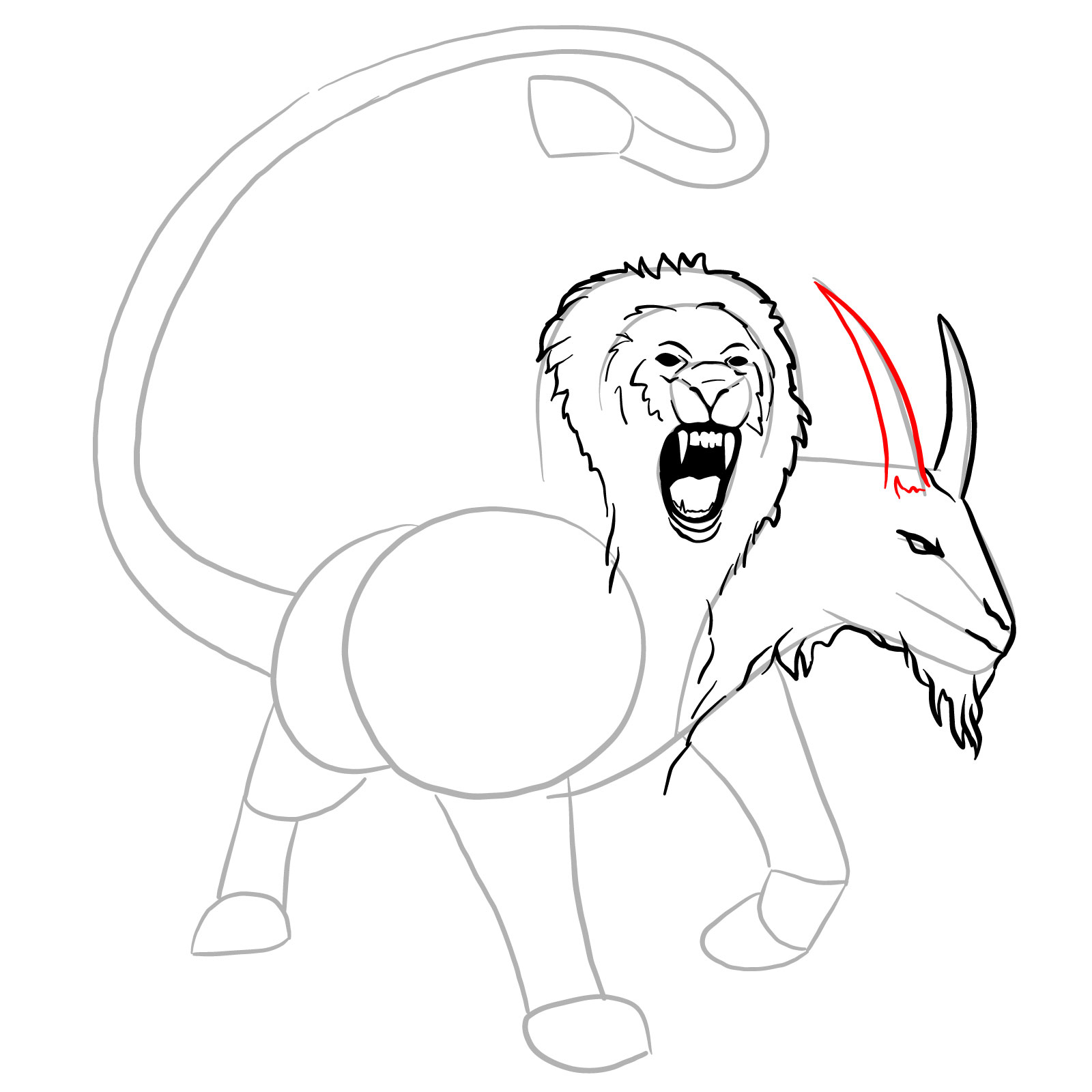 How to draw a Chimera - step 17