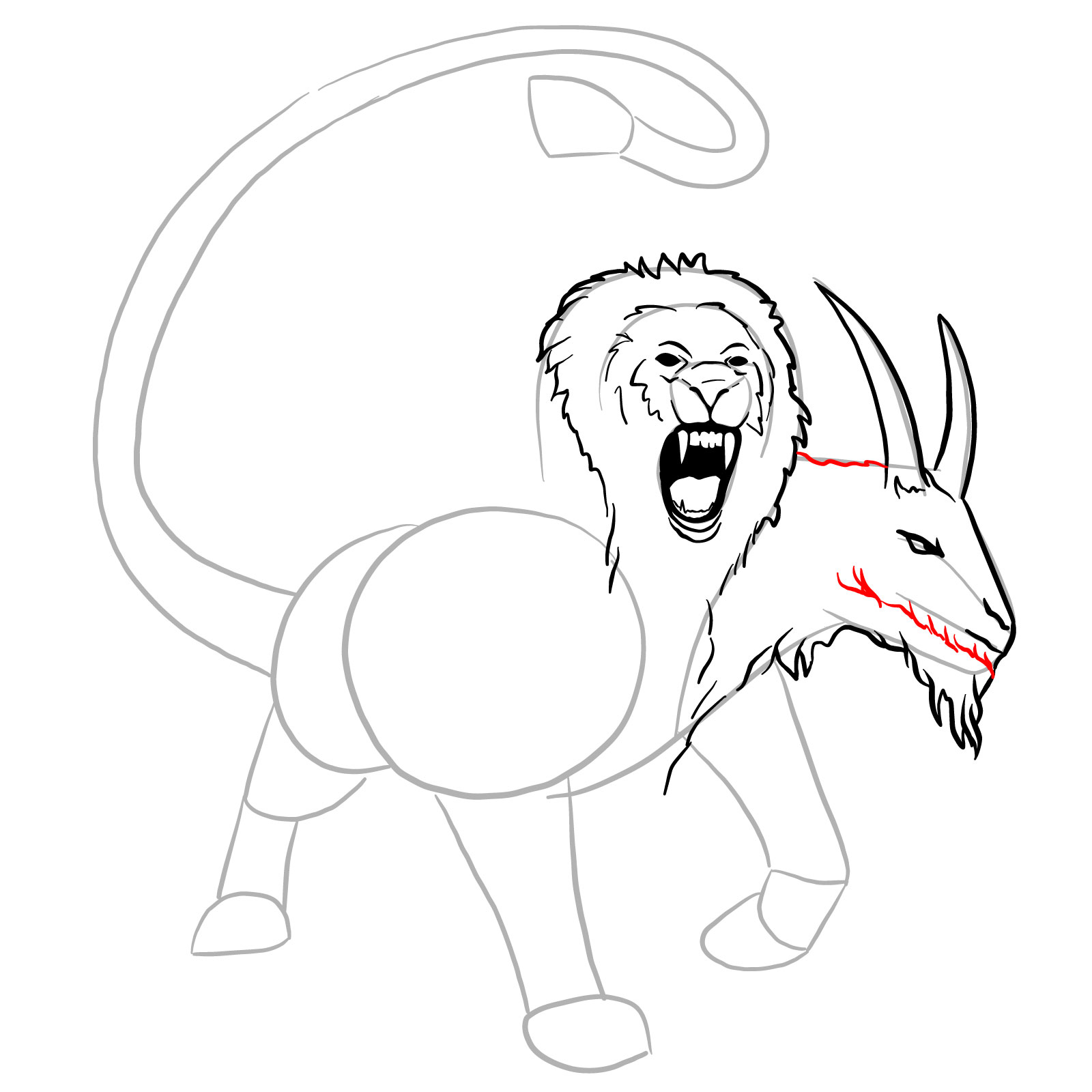 How to draw a Chimera - step 18