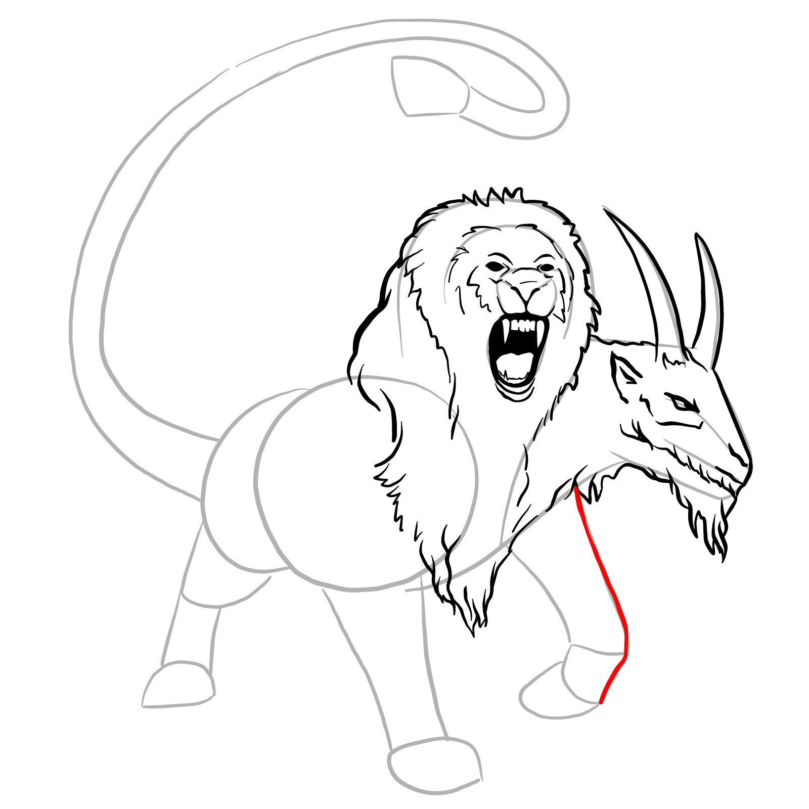 How to draw a Chimera - step 21
