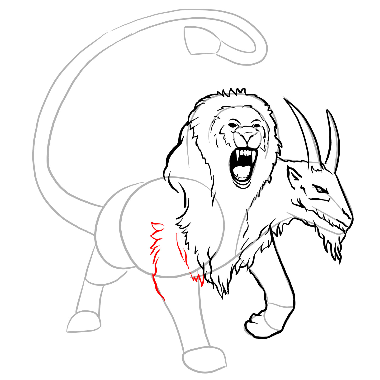 How to draw a Chimera - step 24