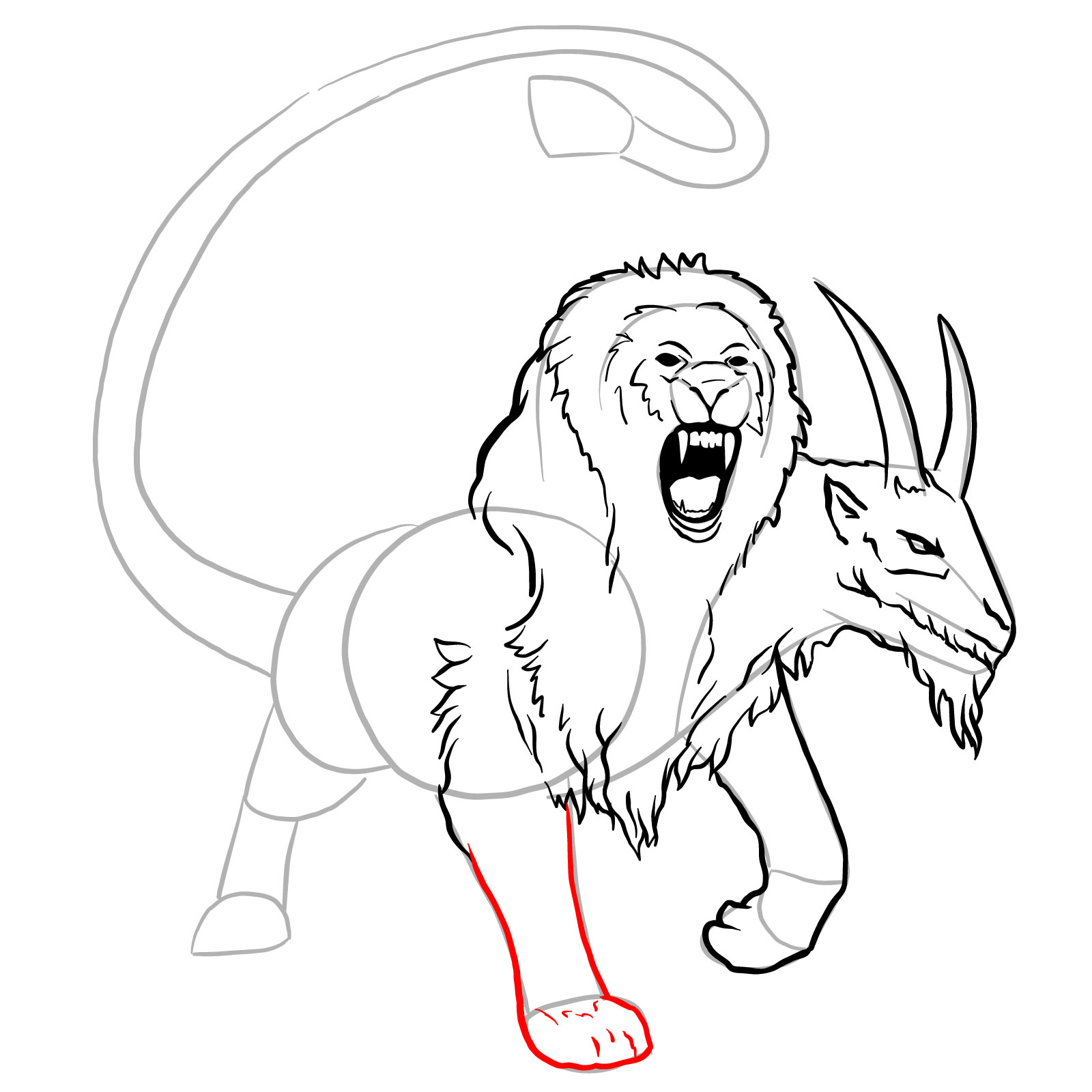 How to draw a Chimera - step 25