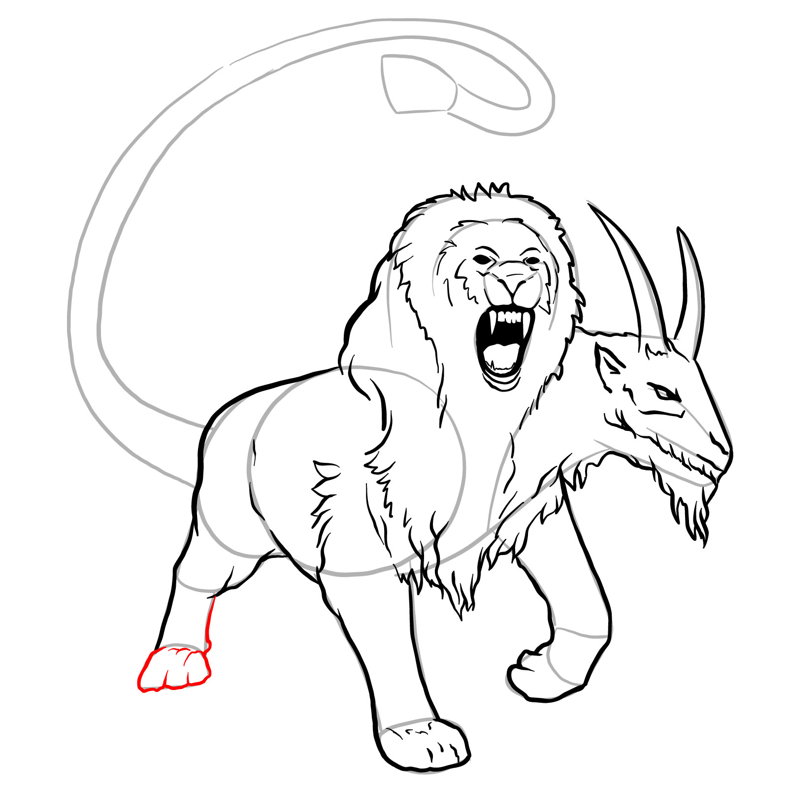How to draw a Chimera - step 28