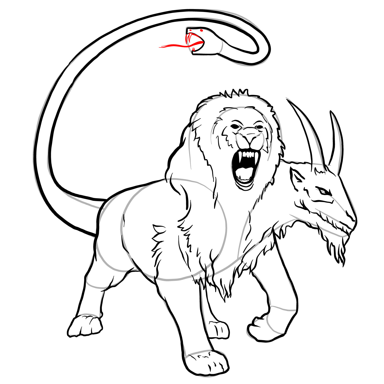 How to draw a Chimera - step 34