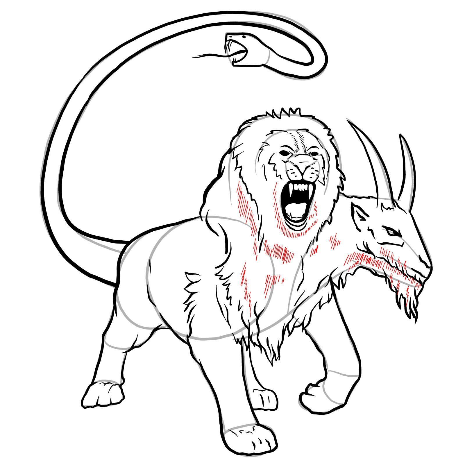 How to draw a Chimera - step 36