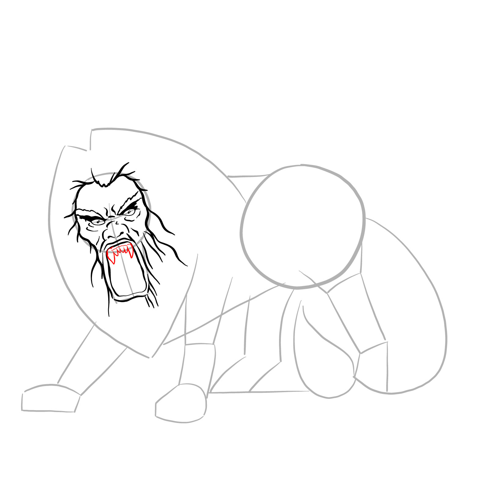 How to draw a Manticore - step 14
