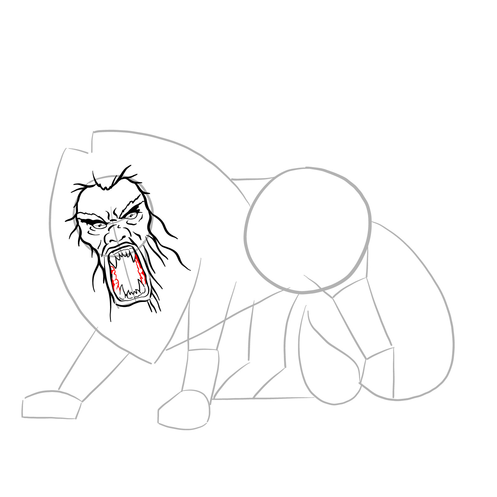 How to draw a Manticore - step 16