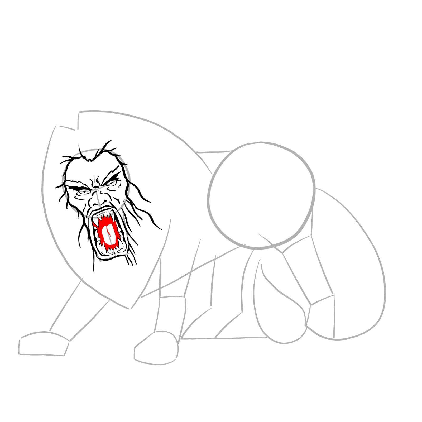 How to draw a Manticore - step 17