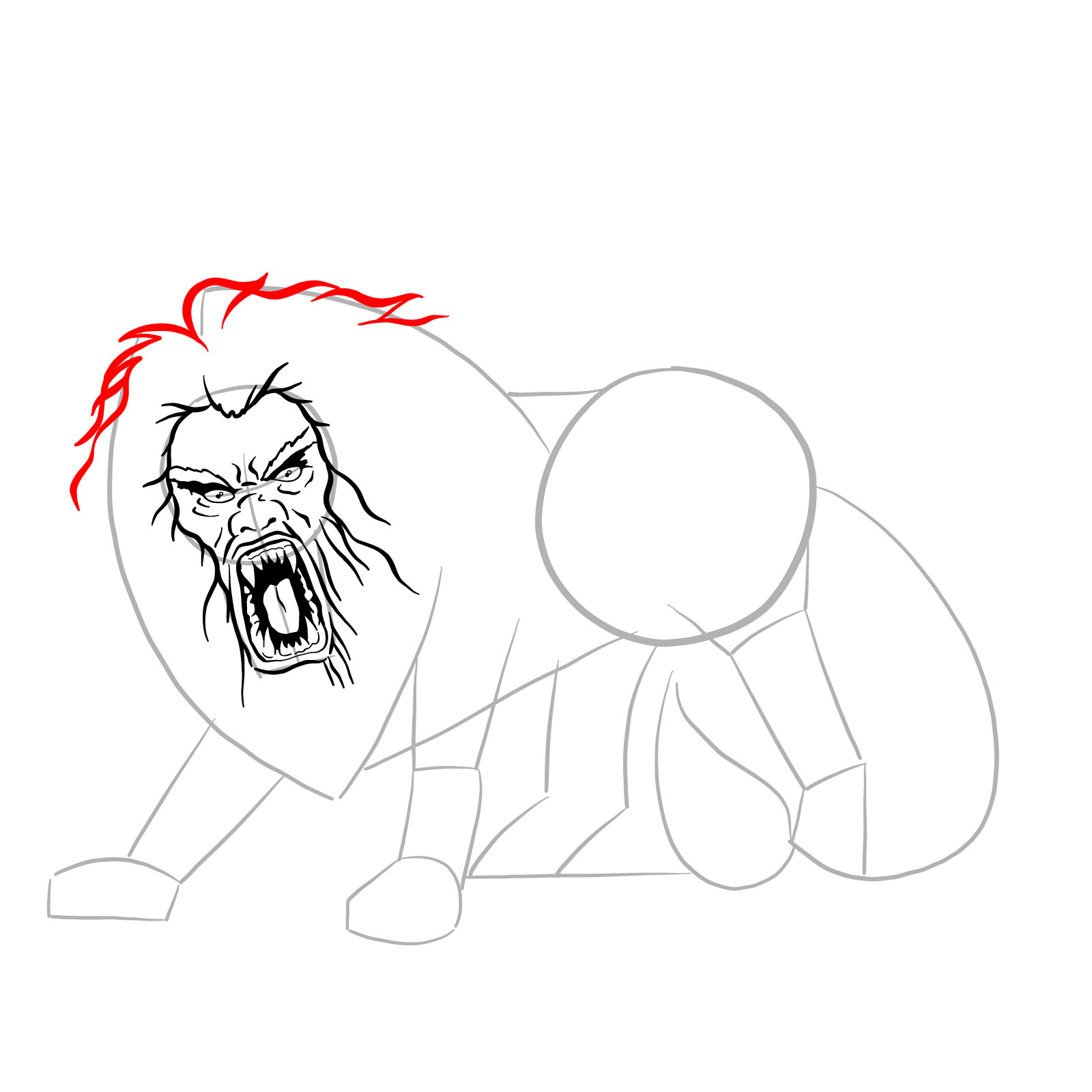 How to draw a Manticore - step 18