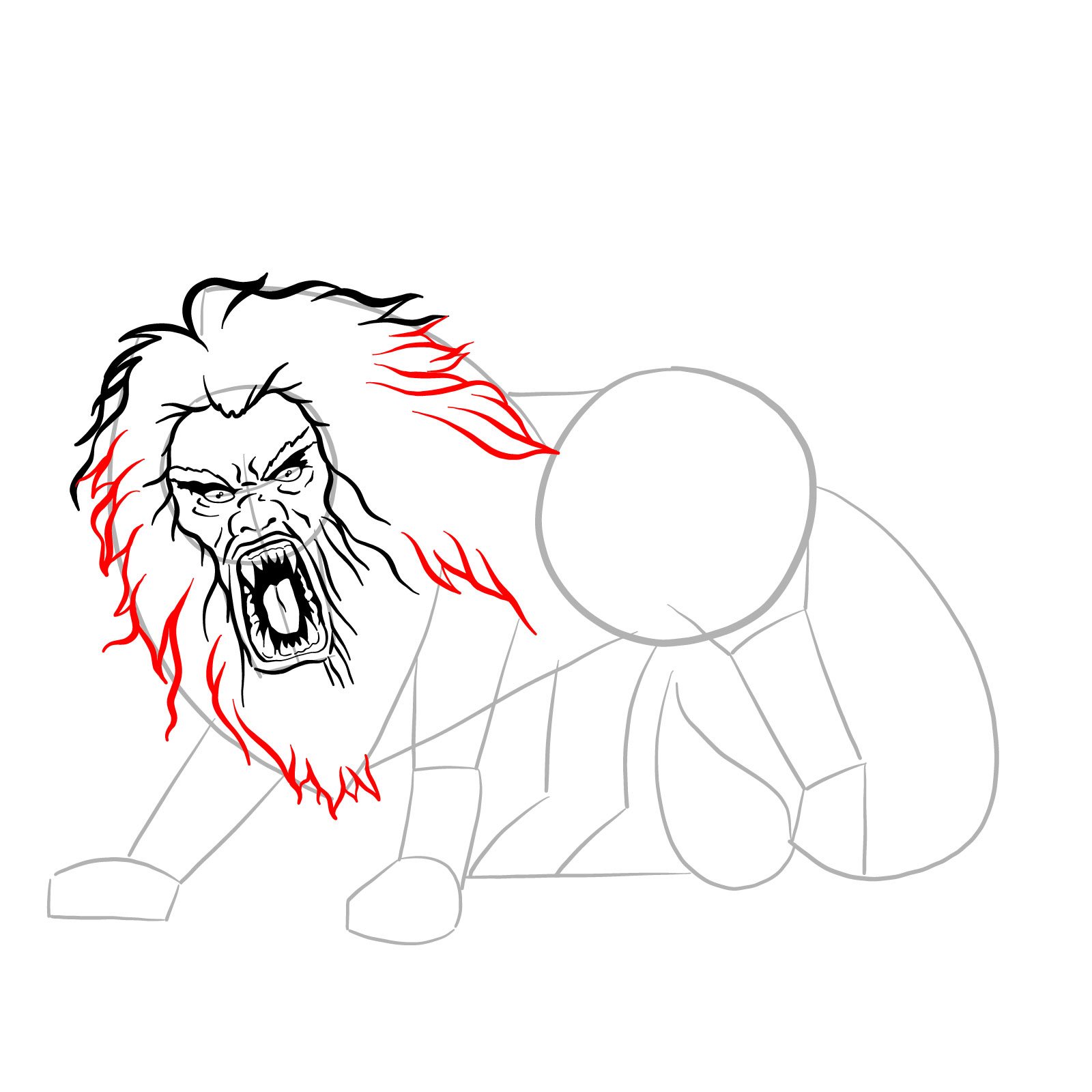 How to draw a Manticore - step 19