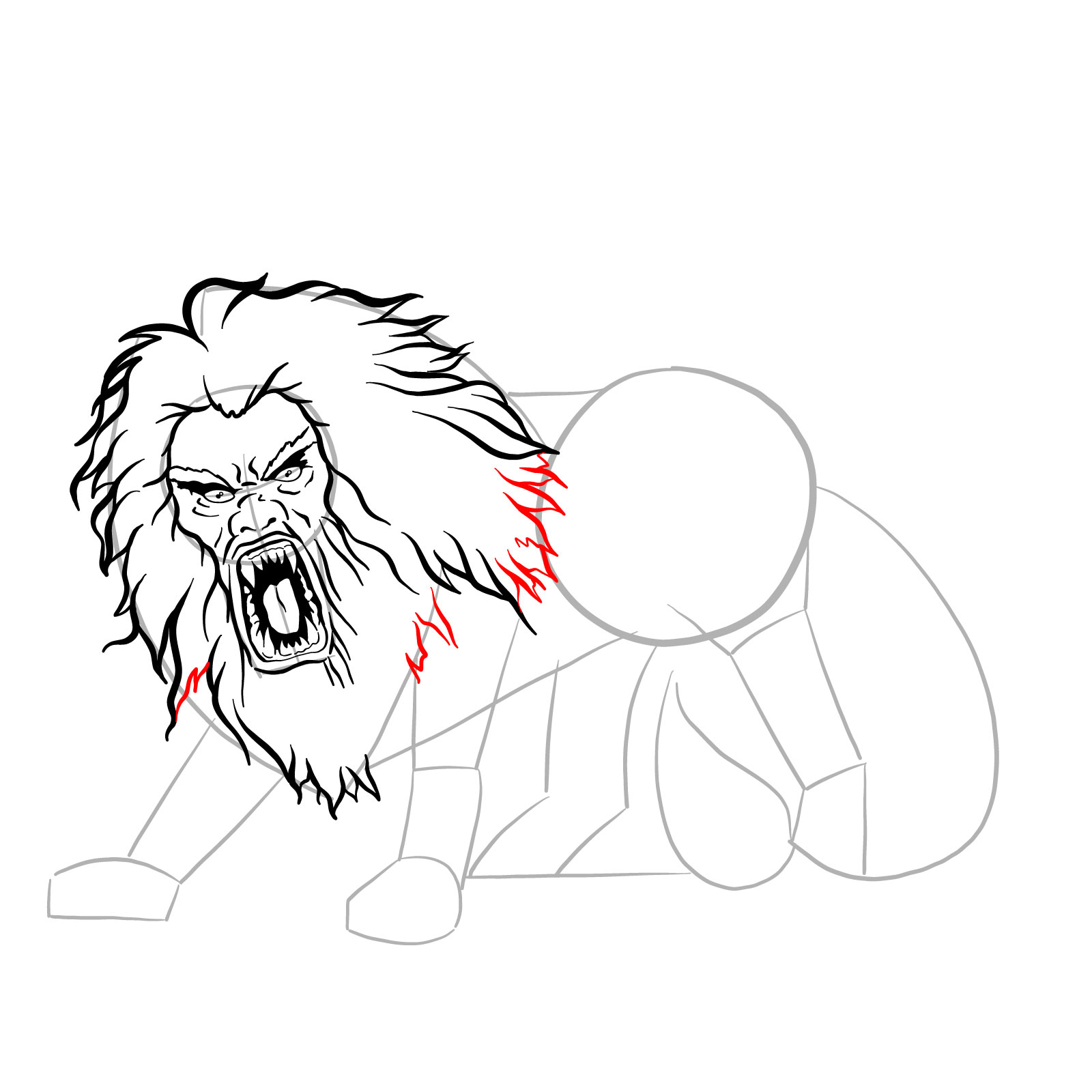 How to draw a Manticore - step 20