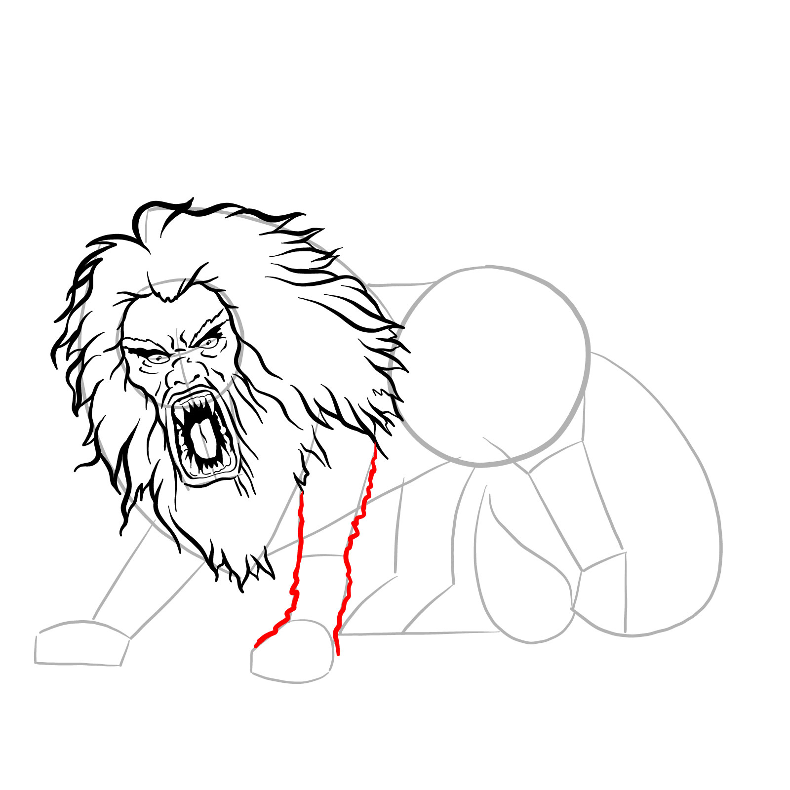 How to draw a Manticore - step 21