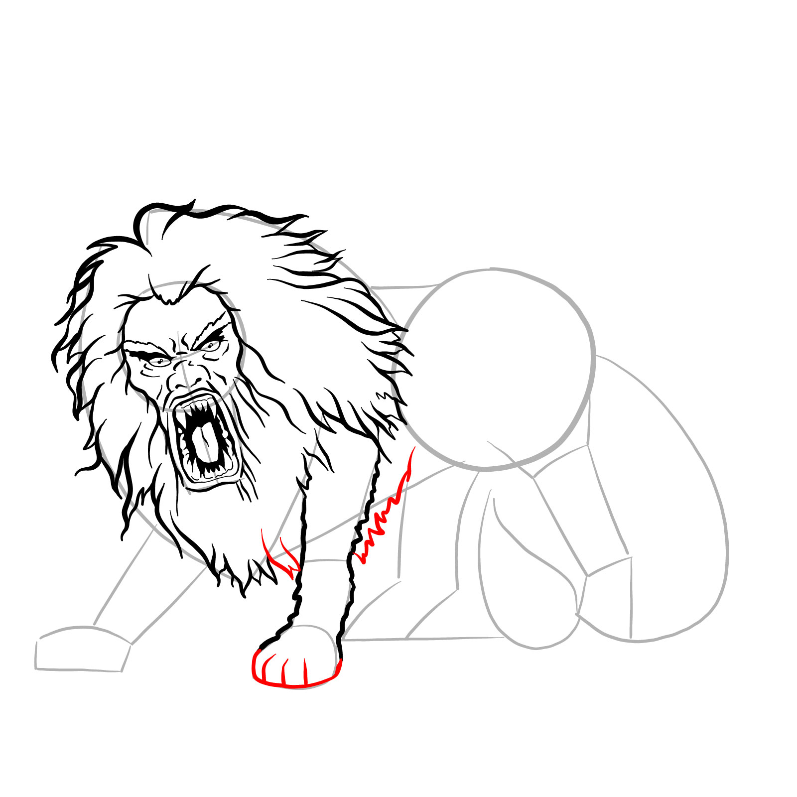 How to draw a Manticore - step 22