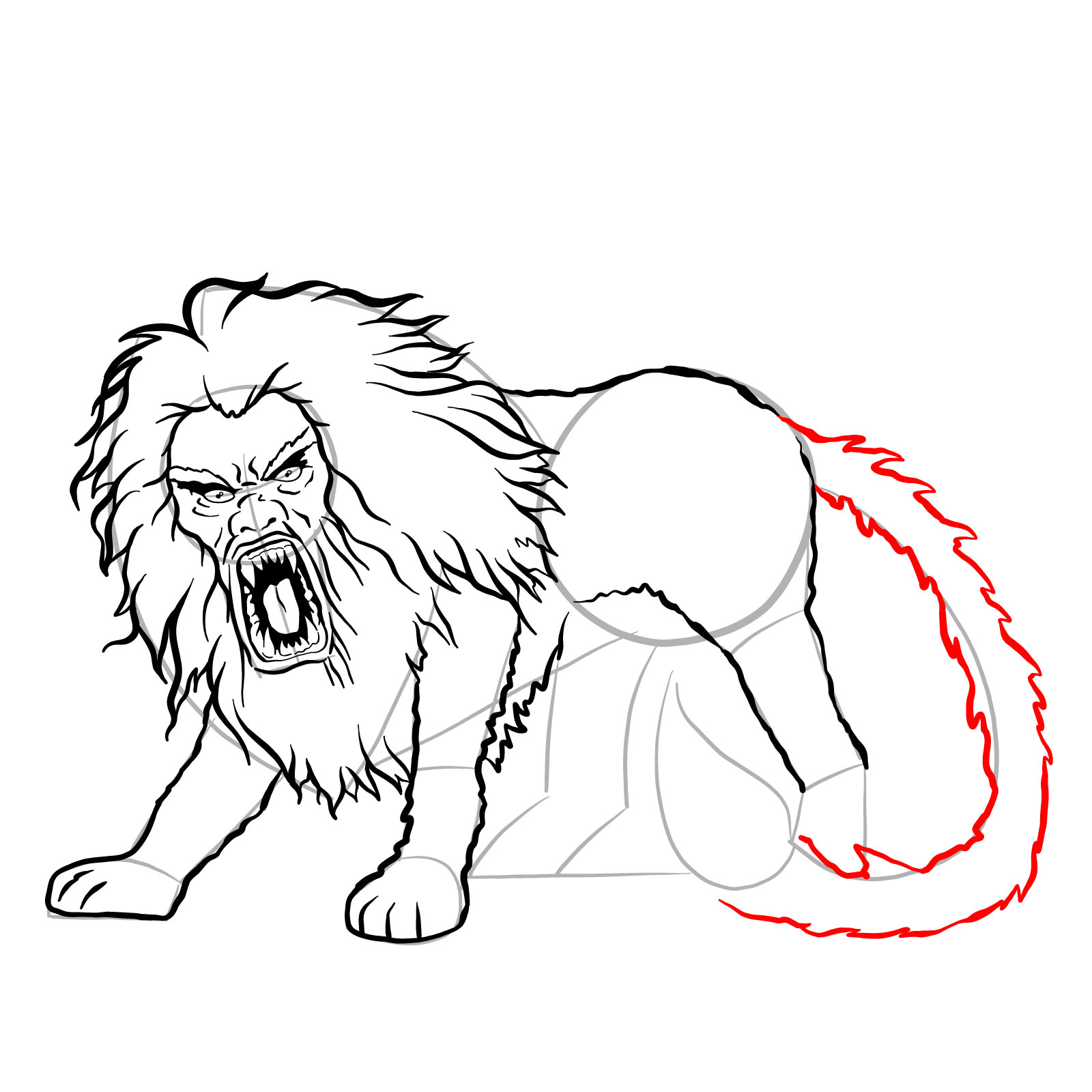 How to draw a Manticore - step 26