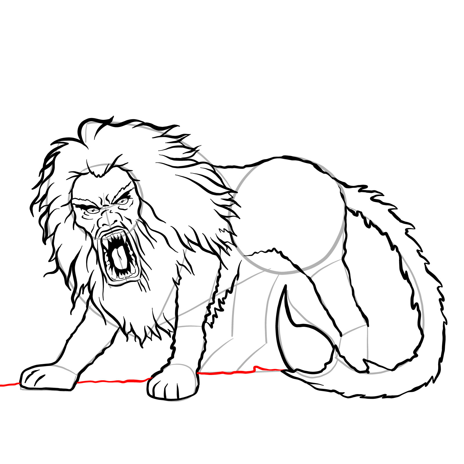 How to draw a Manticore - step 29