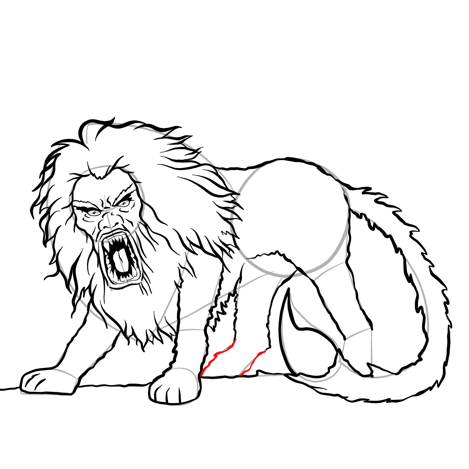 How to draw a Manticore - step 31