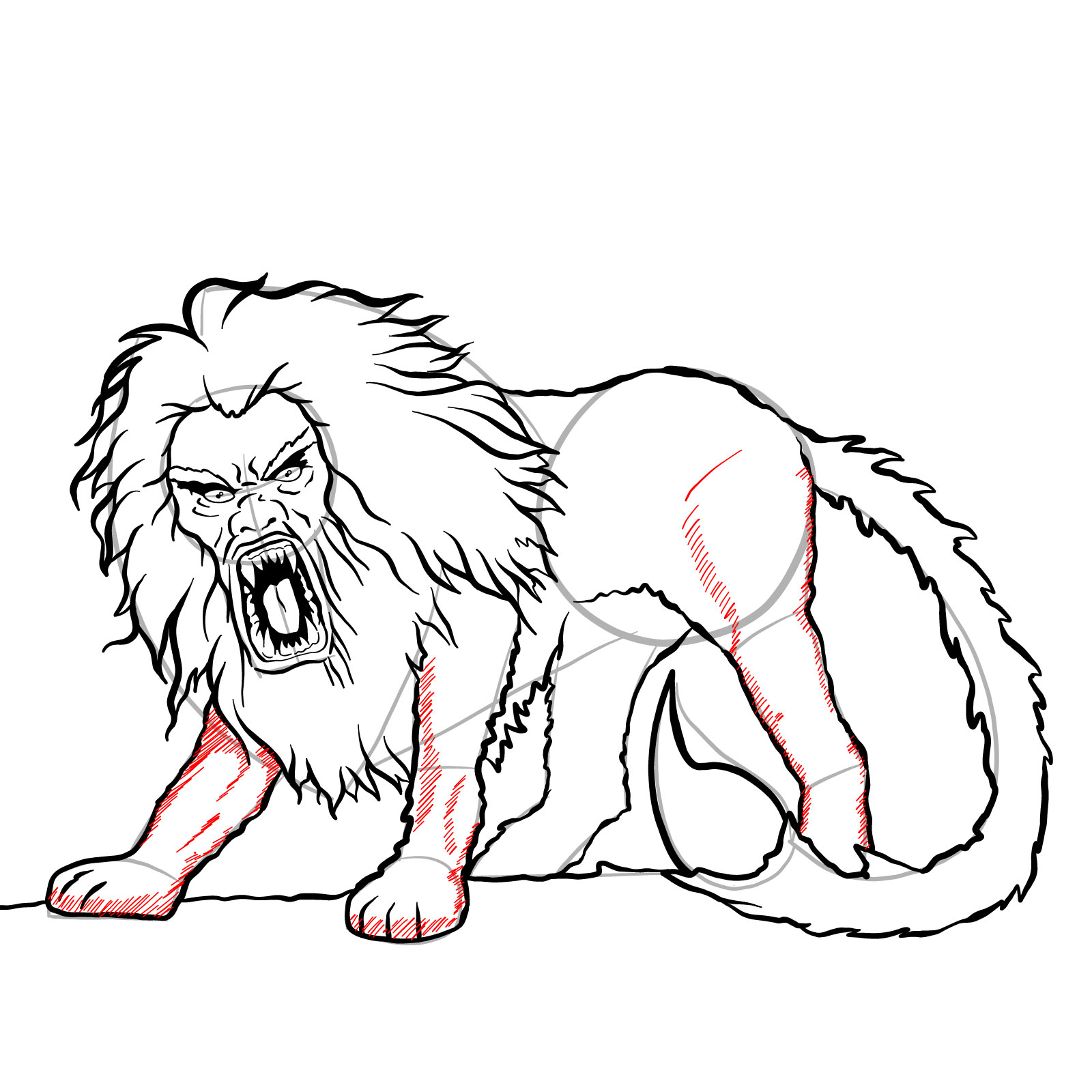 How to draw a Manticore - step 33