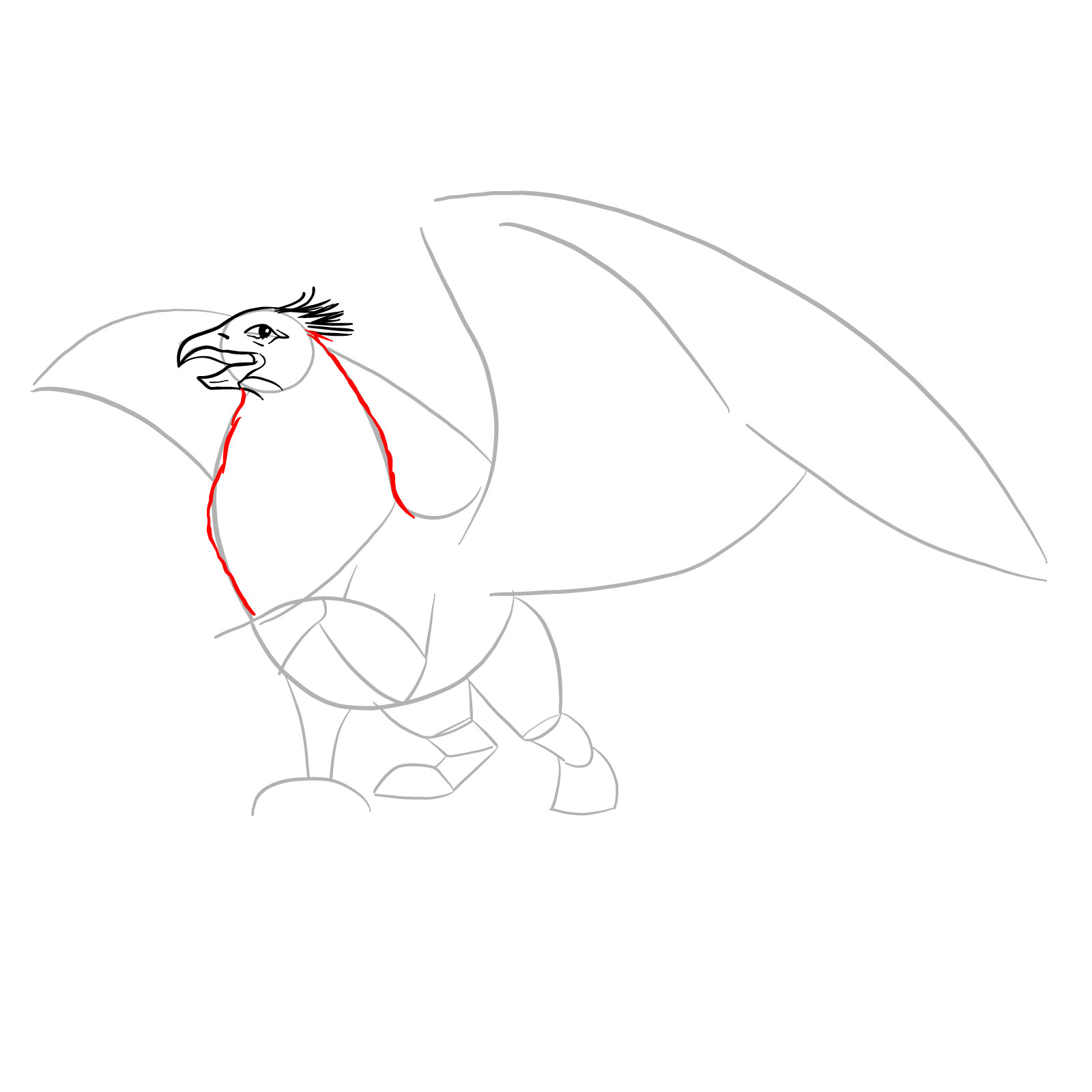 How to draw a Gryphon - step 09