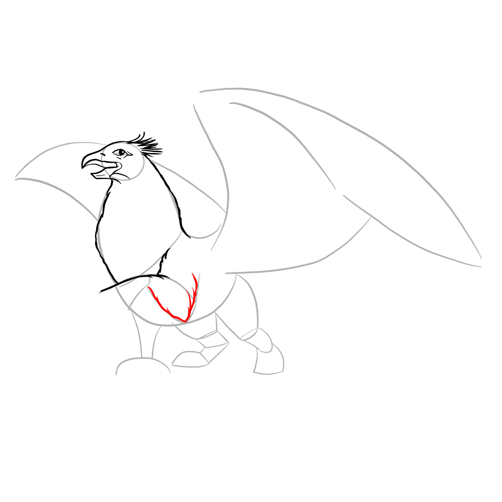 How to draw a Gryphon - step 11