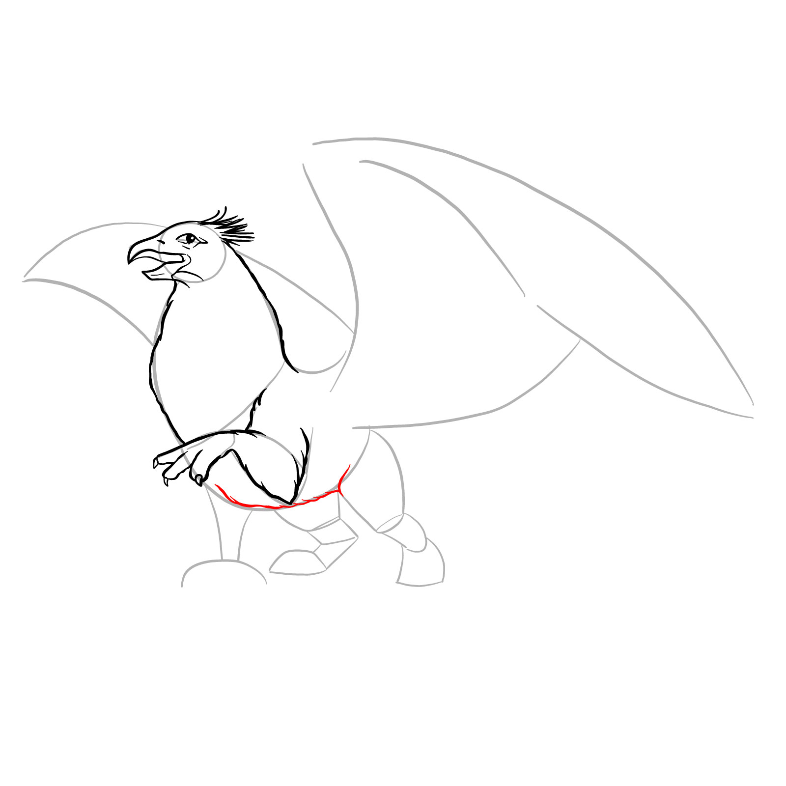 How to draw a Gryphon - step 14