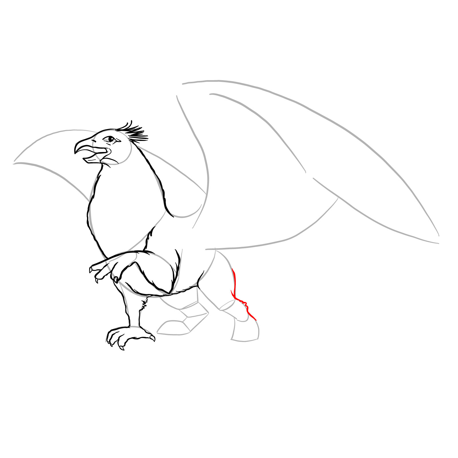 How to draw a Gryphon - step 18