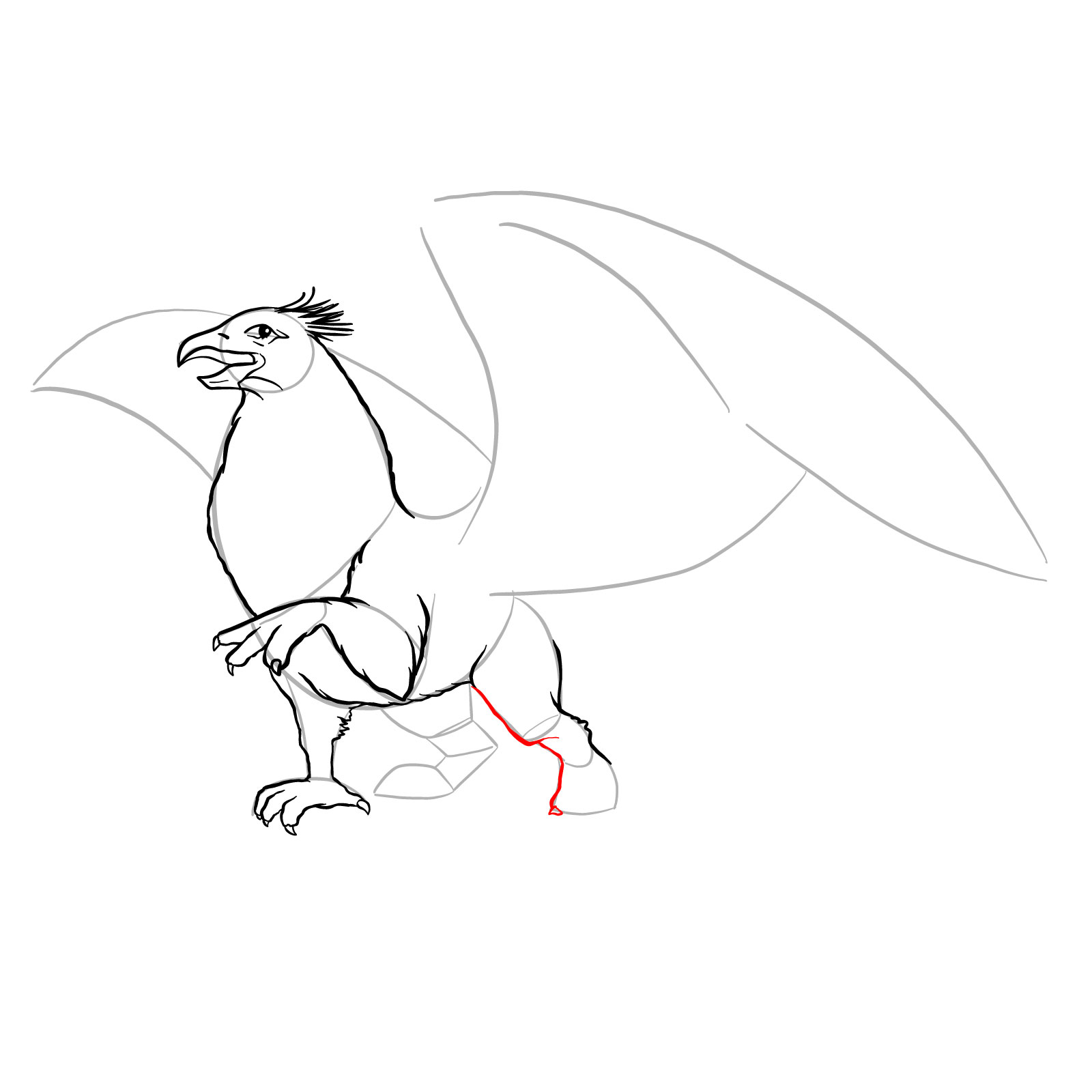 How to draw a Gryphon - step 19