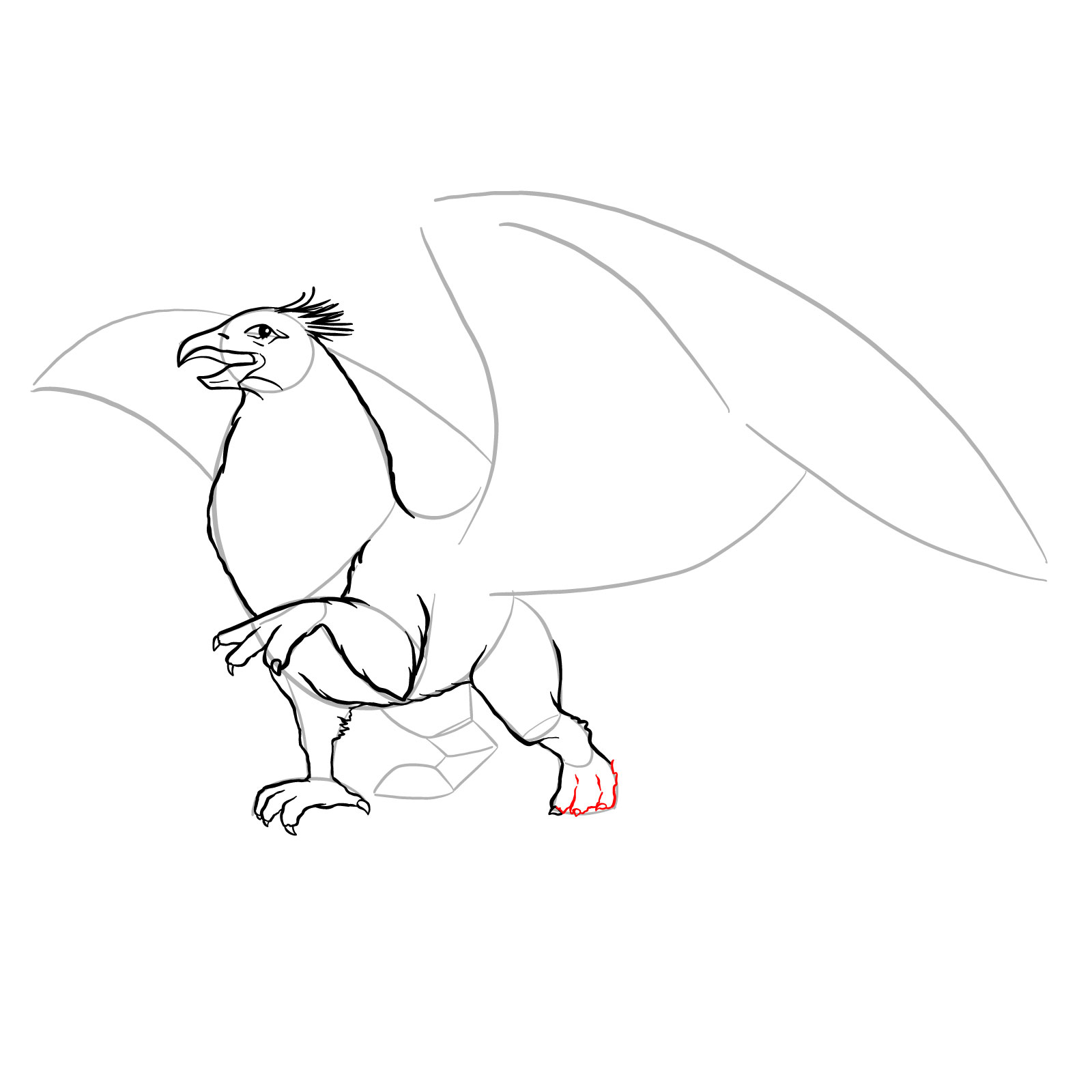 How to draw a Gryphon - step 20