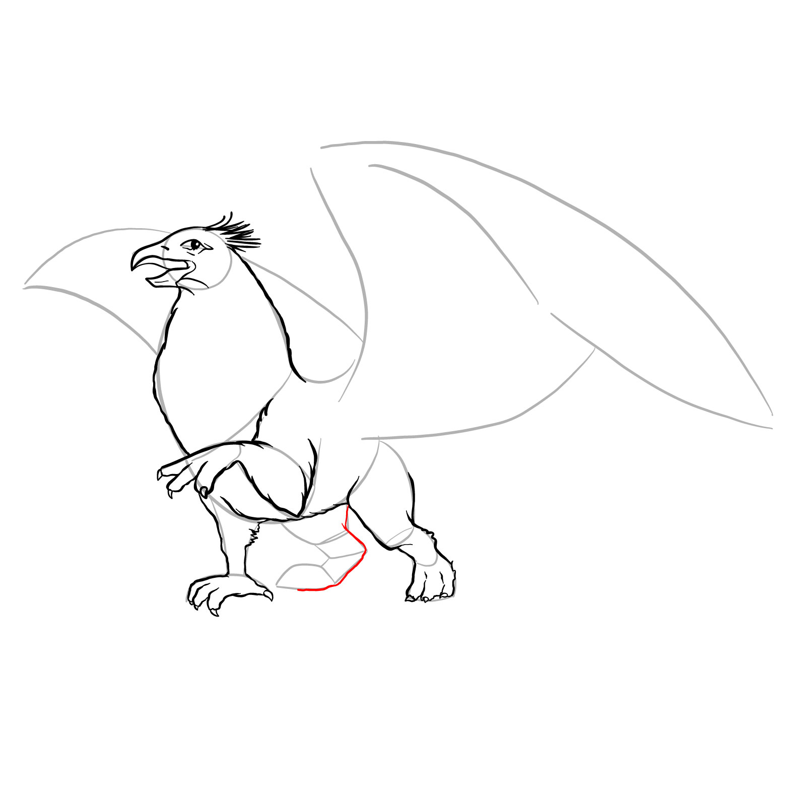 How to draw a Gryphon - step 21