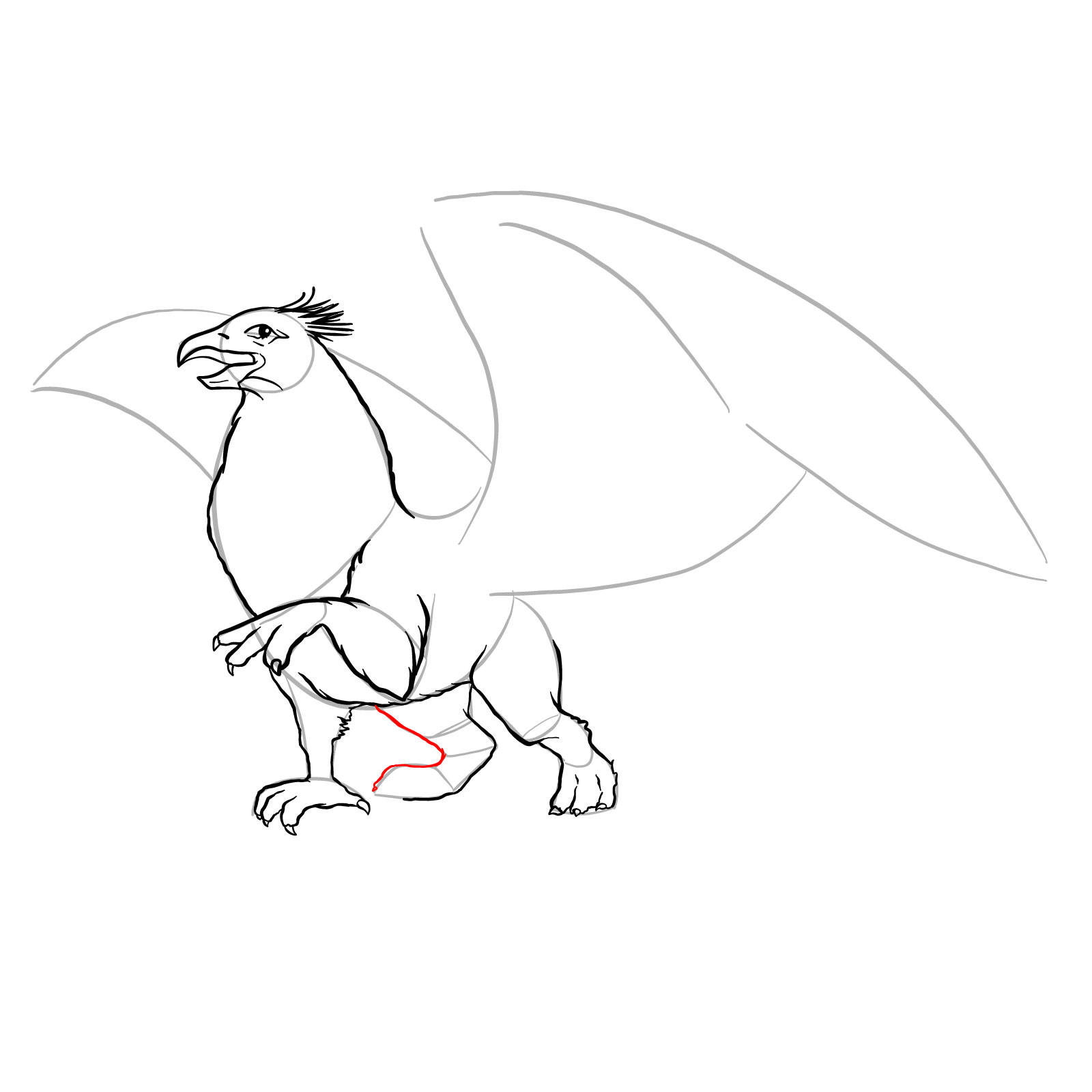 How to draw a Gryphon - step 22
