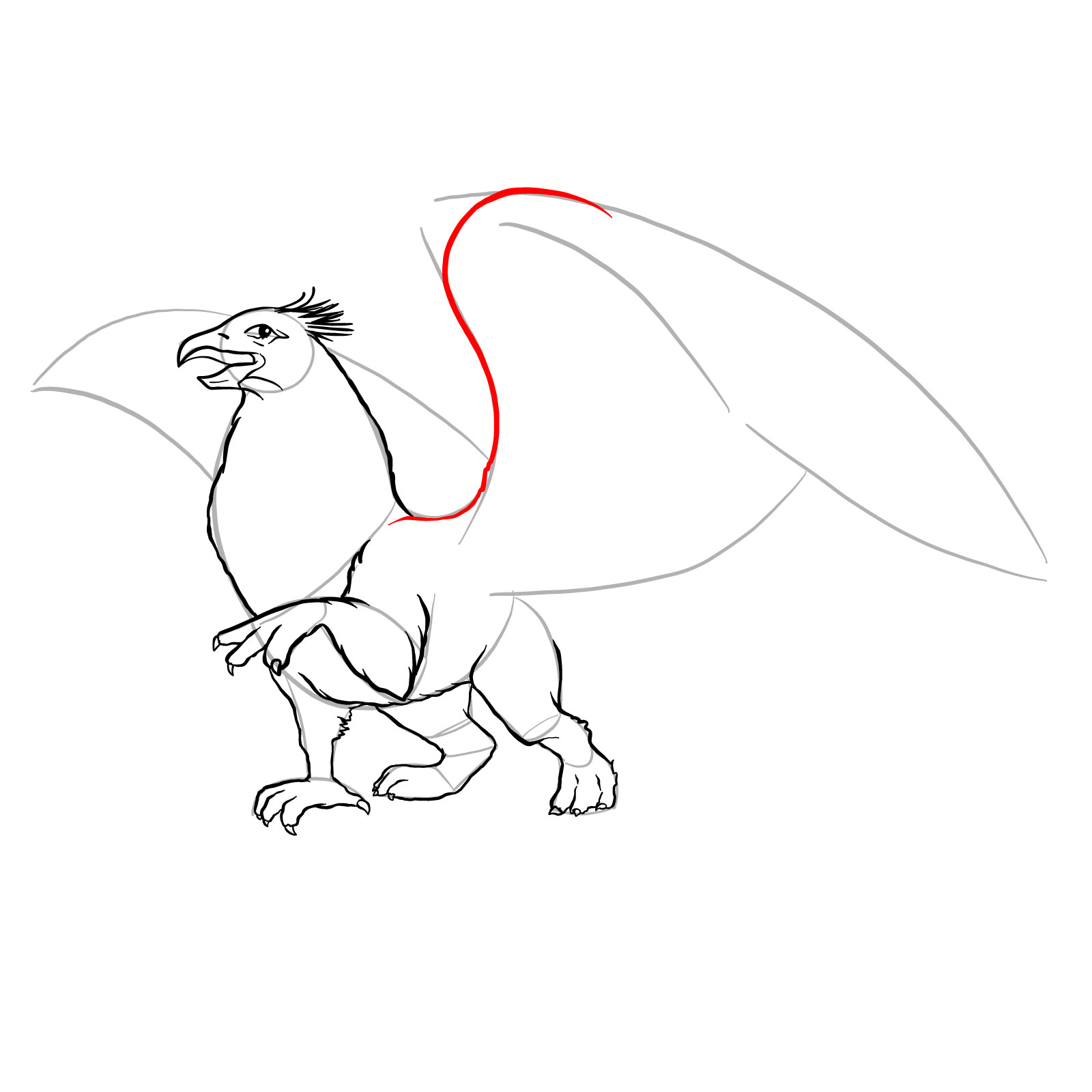 How to draw a Gryphon - step 24