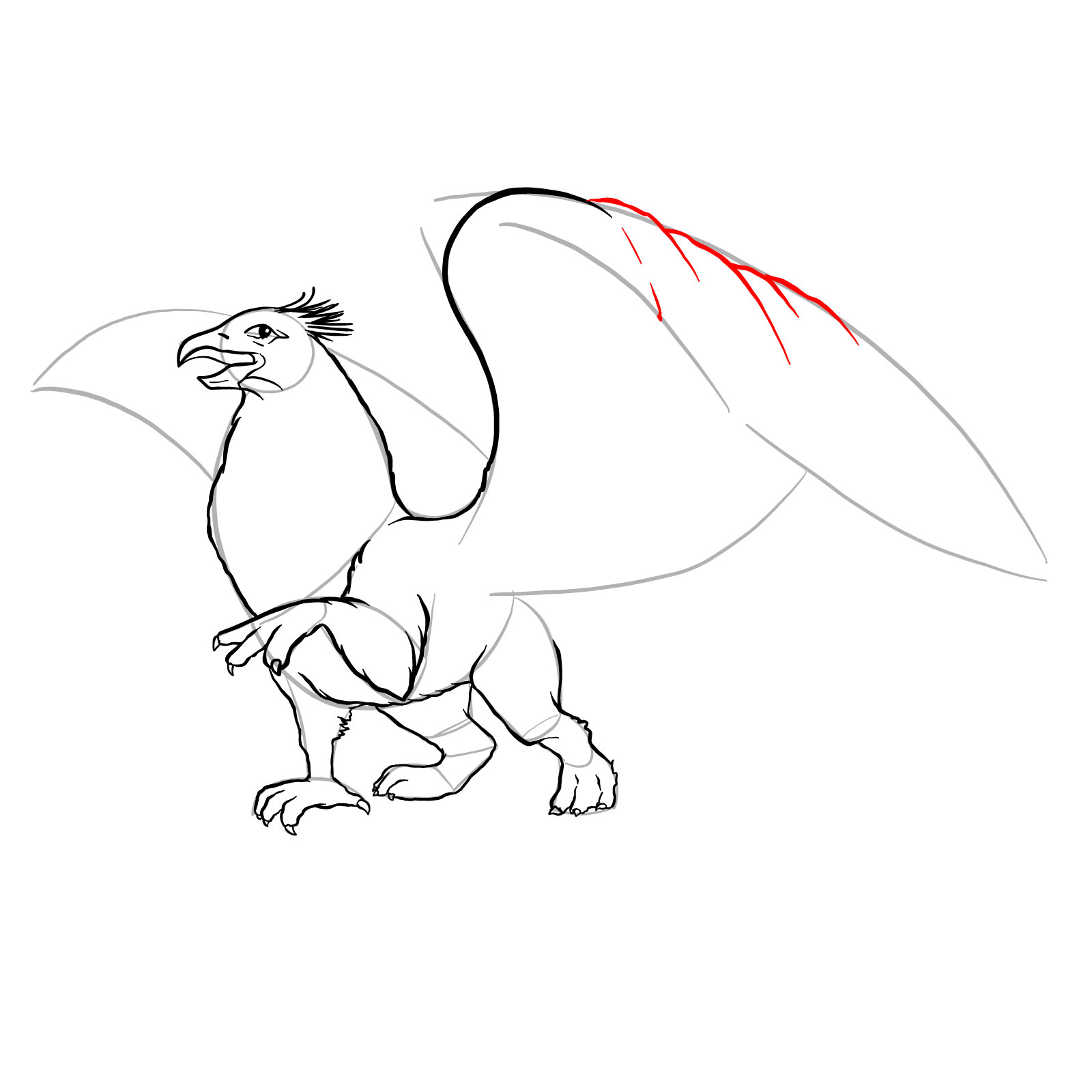How to draw a Gryphon - step 25