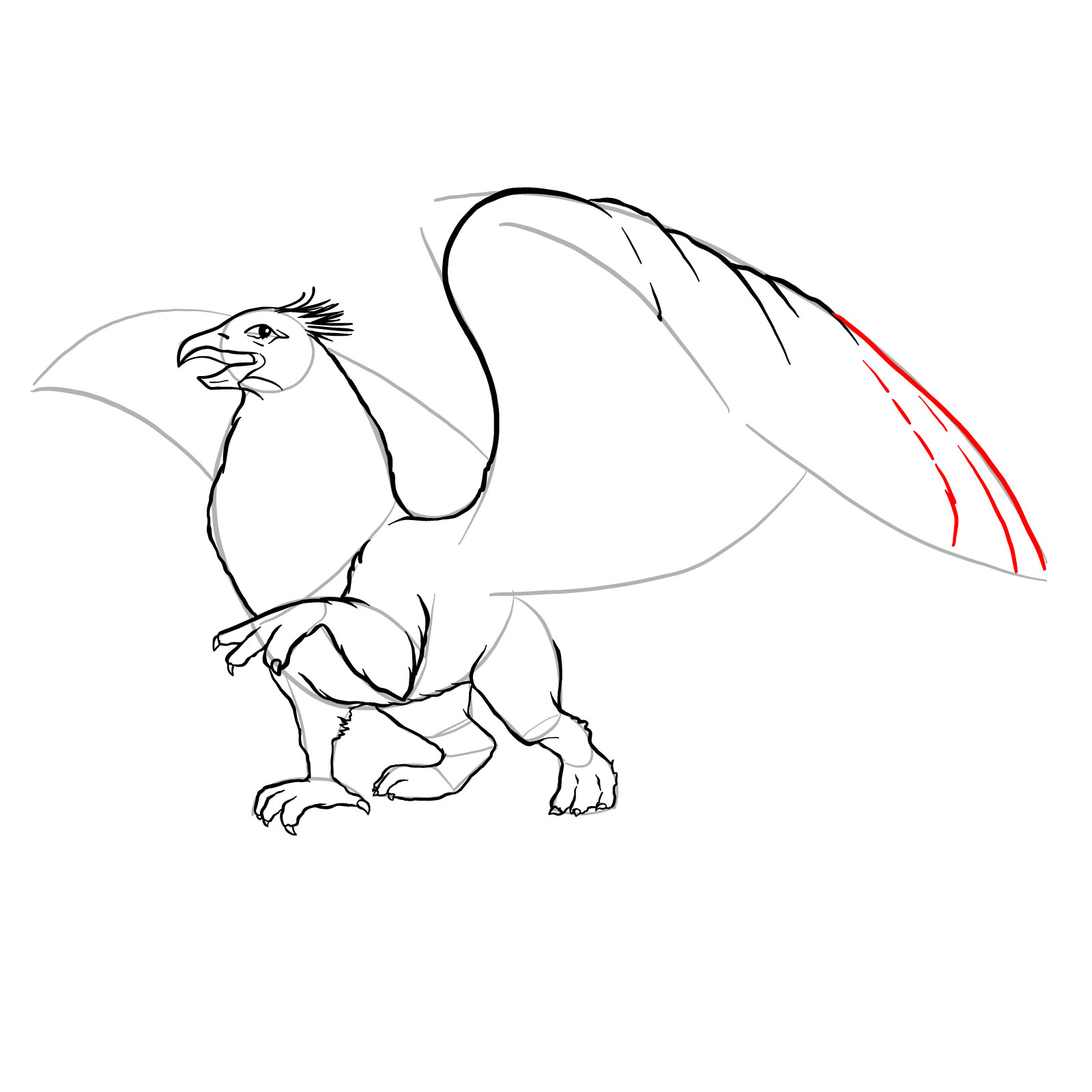 How to draw a Gryphon - step 26