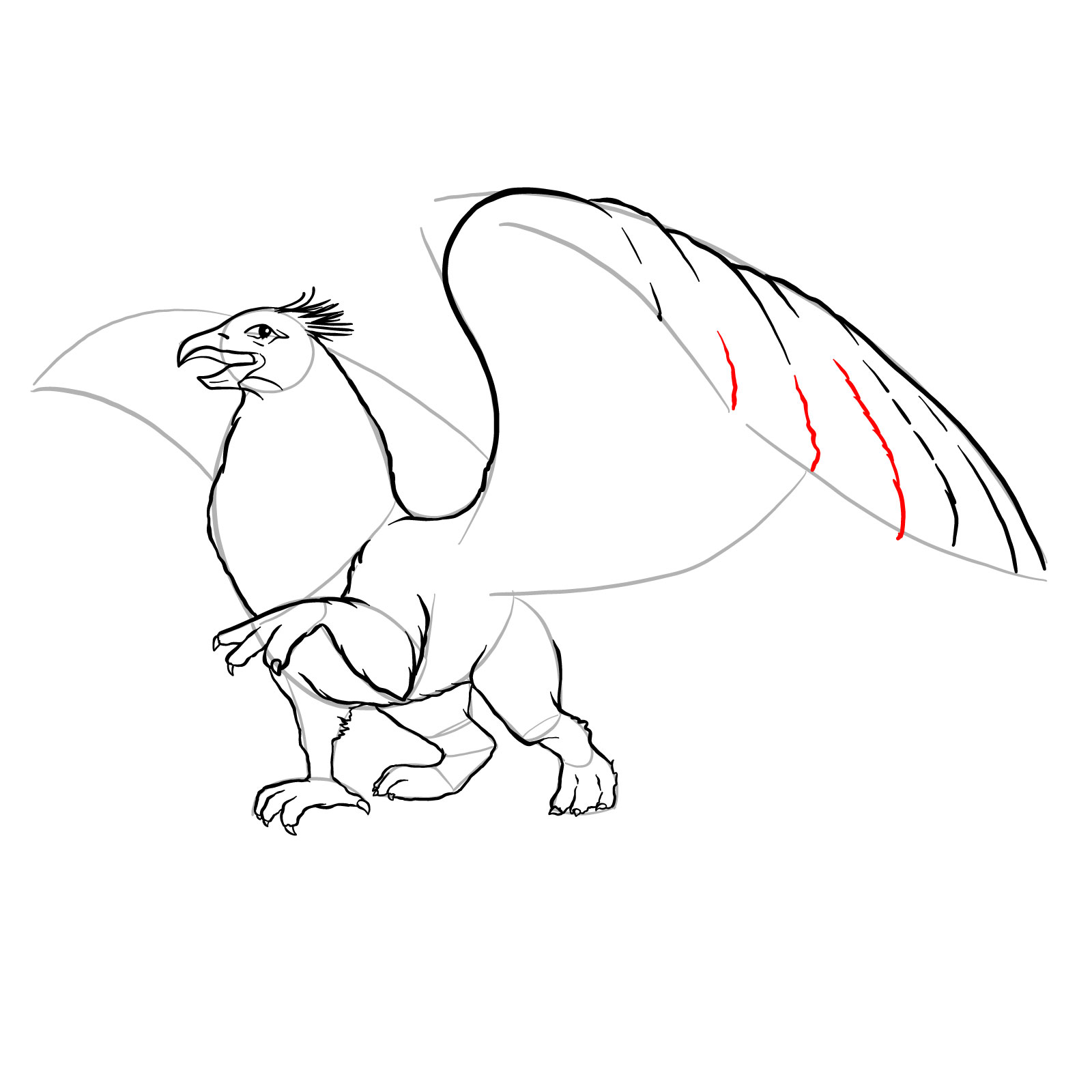 How to draw a Gryphon - step 27