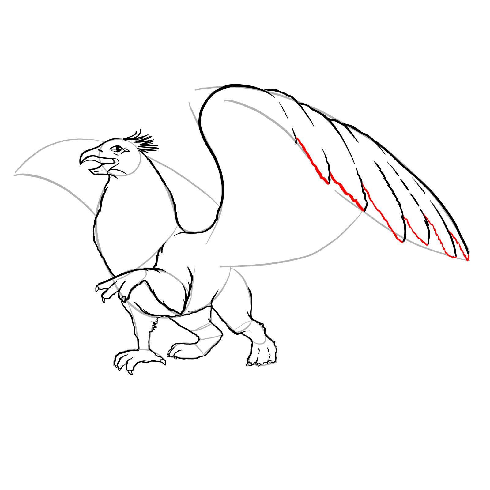 How to draw a Gryphon - step 28