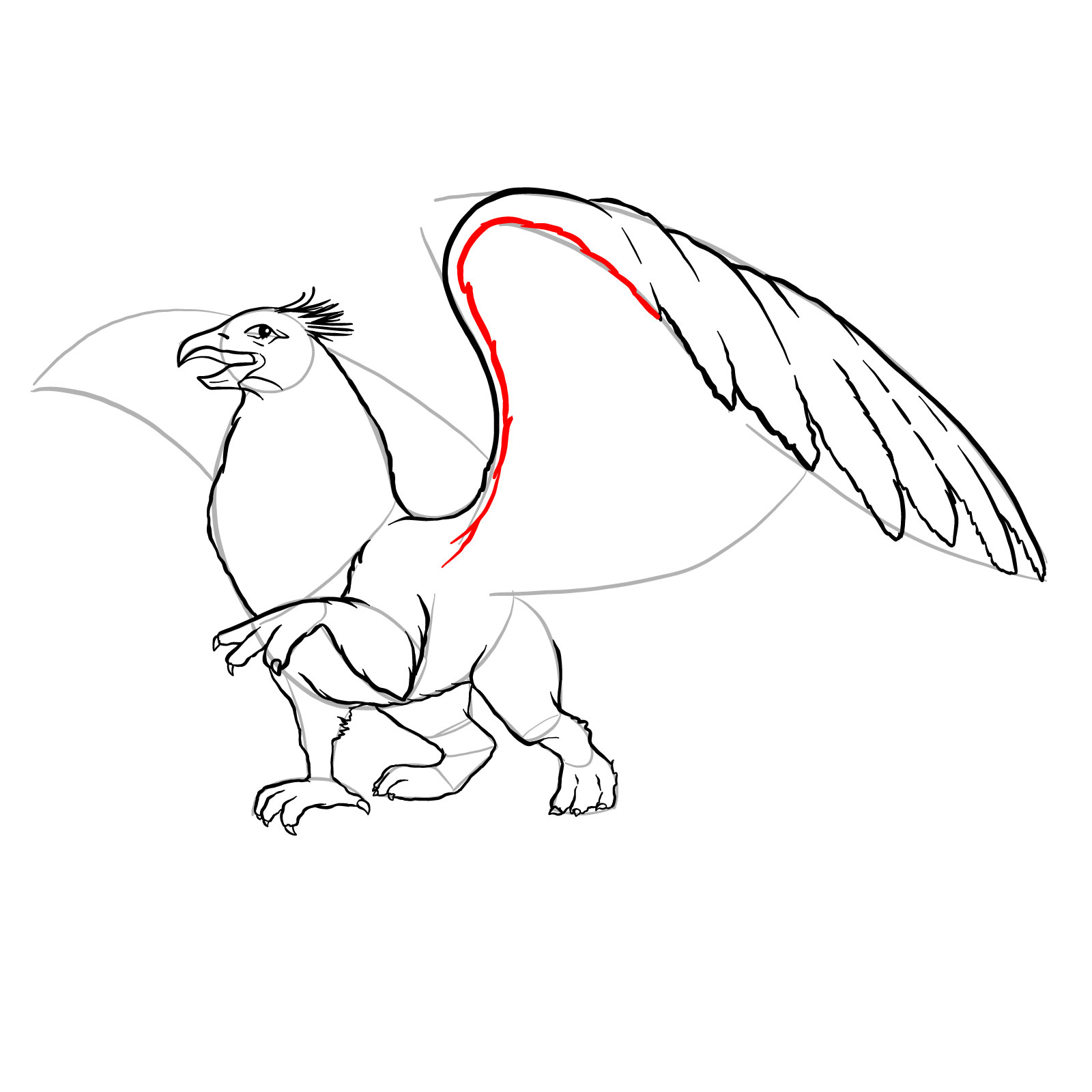 How to draw a Gryphon - step 29