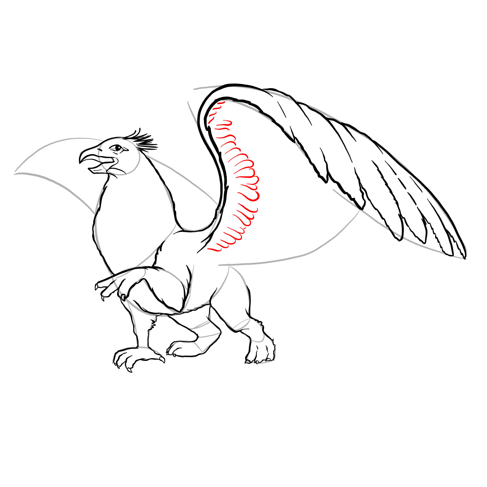 How to draw a Gryphon - step 30