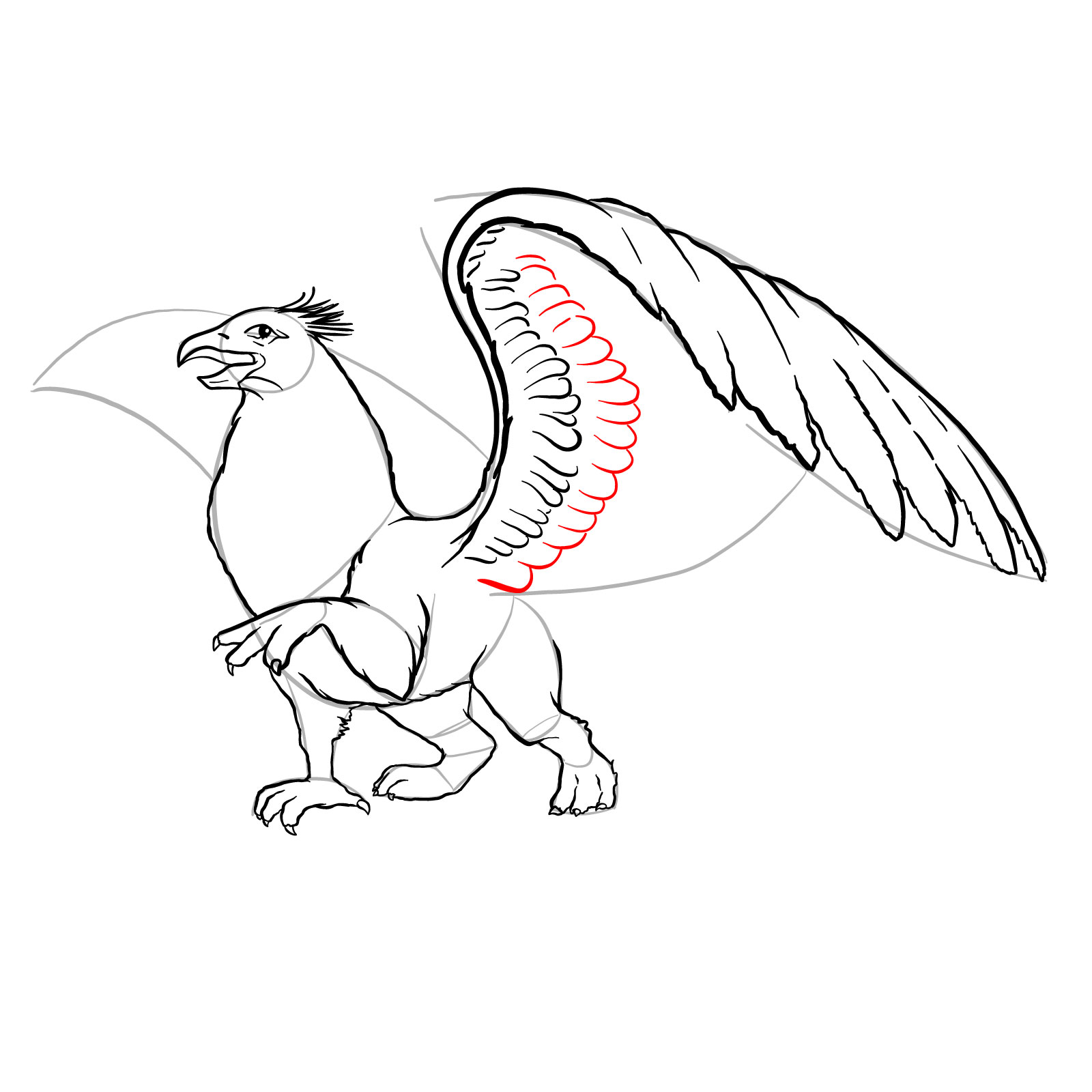 How to draw a Gryphon - step 31
