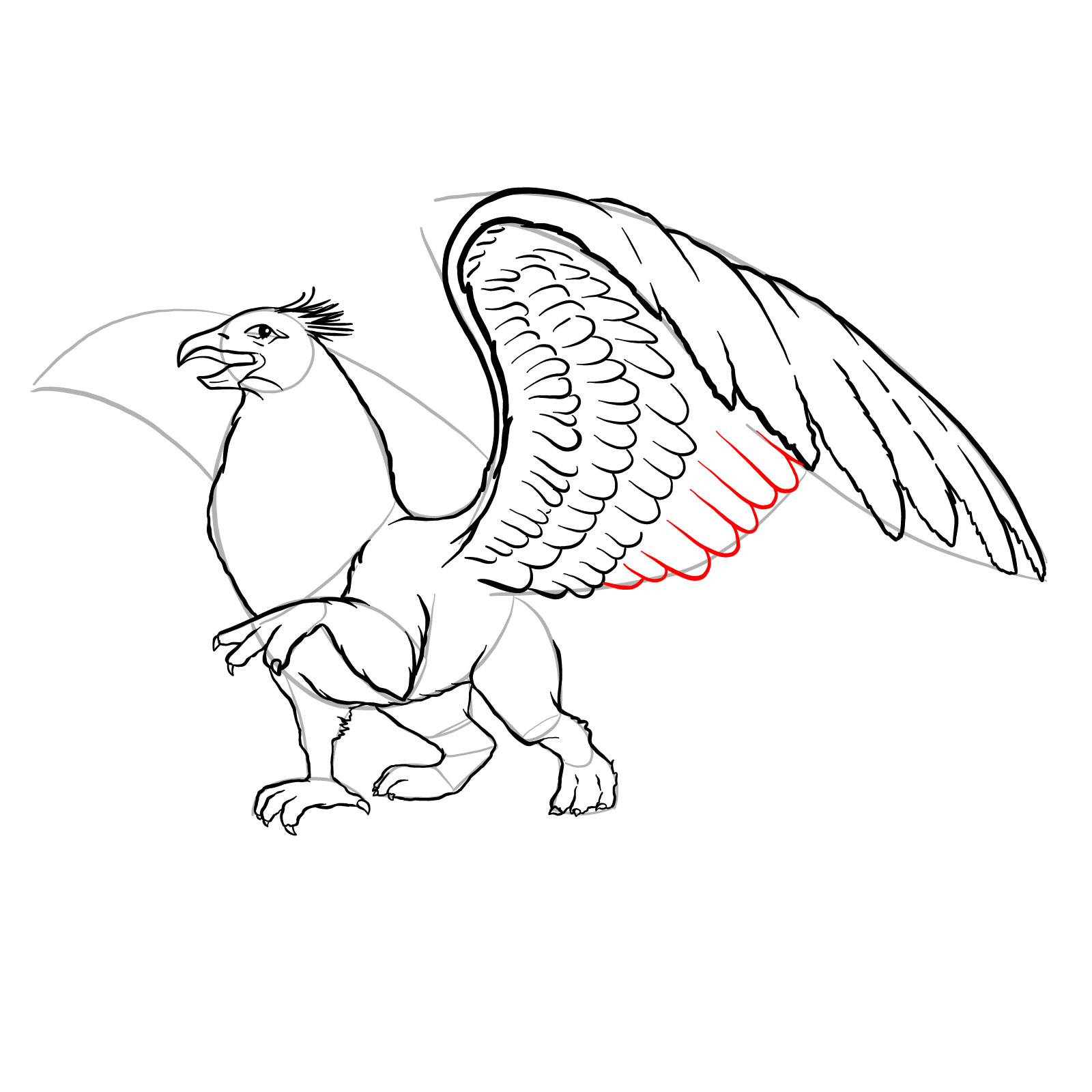 How to draw a Gryphon - step 33