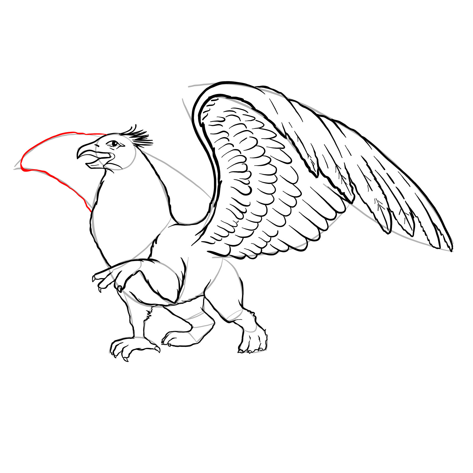 How to draw a Gryphon - step 35