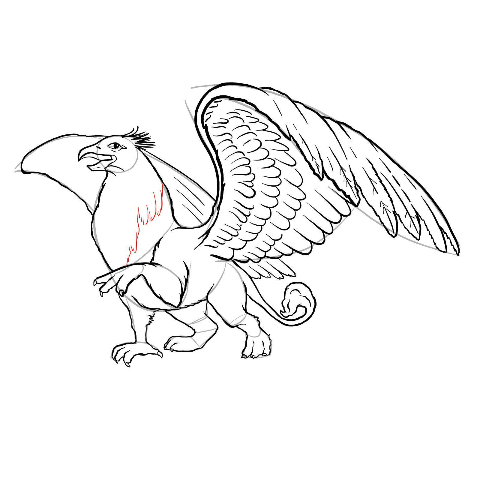 How to draw a Gryphon - step 40